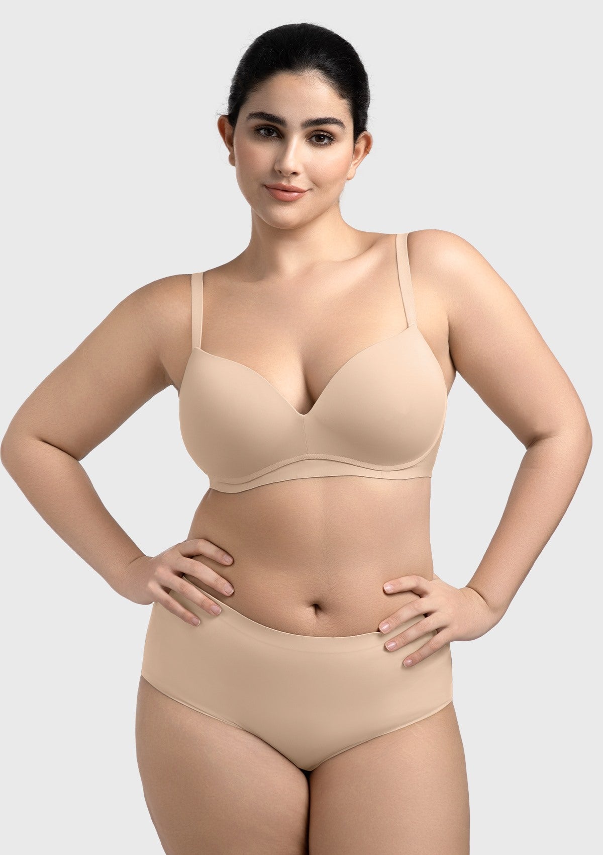 Comfortable Wireless Push Up Plunge Bra with Padded V Lift - HSIA