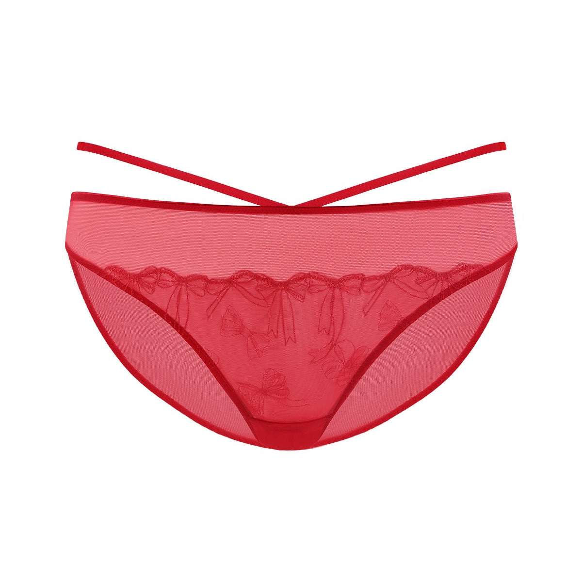 HSIA Renna Holiday Embroidered Red Mesh Brief Underwear - HSIA
