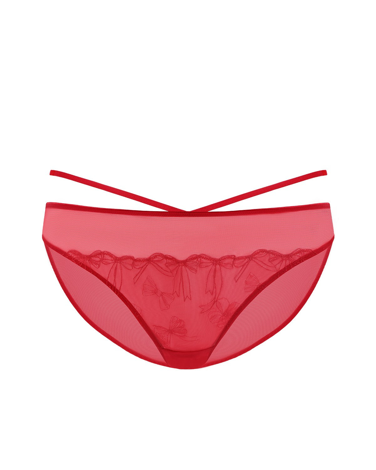 HSIA Renna Holiday Embroidered Red Mesh Brief Underwear - HSIA