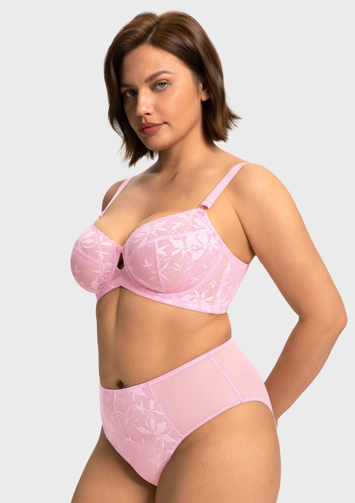 HSIA Petalia Plus Size Seamless Lace Underwire Balconette Demi No Padded Bra with High Elastic Fabric Delicate Lace Trim Cutout & Adjustable Straps - HSIA