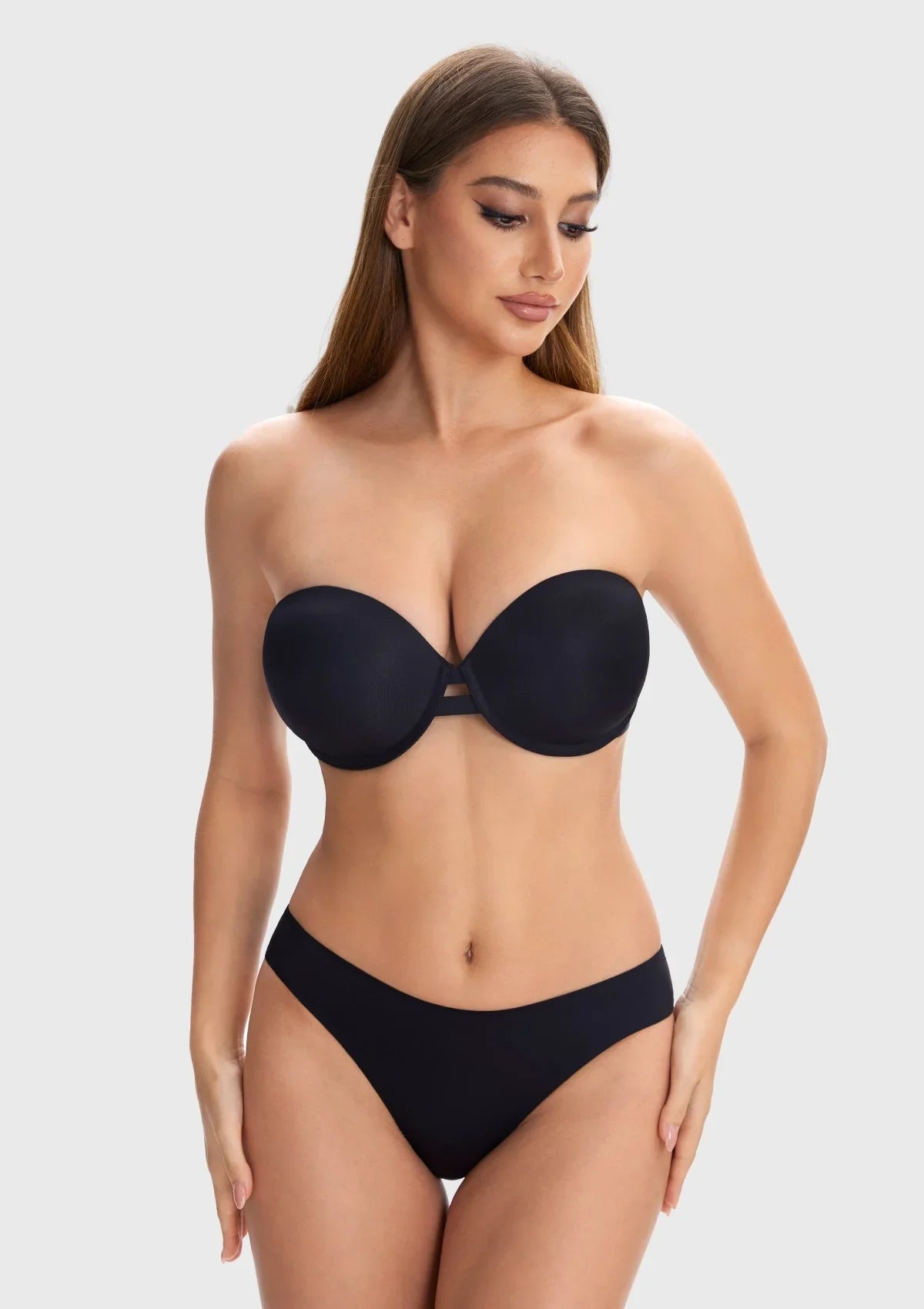Juliette Bandless Seamless Push Up Strapless Underwire Bra - HSIA