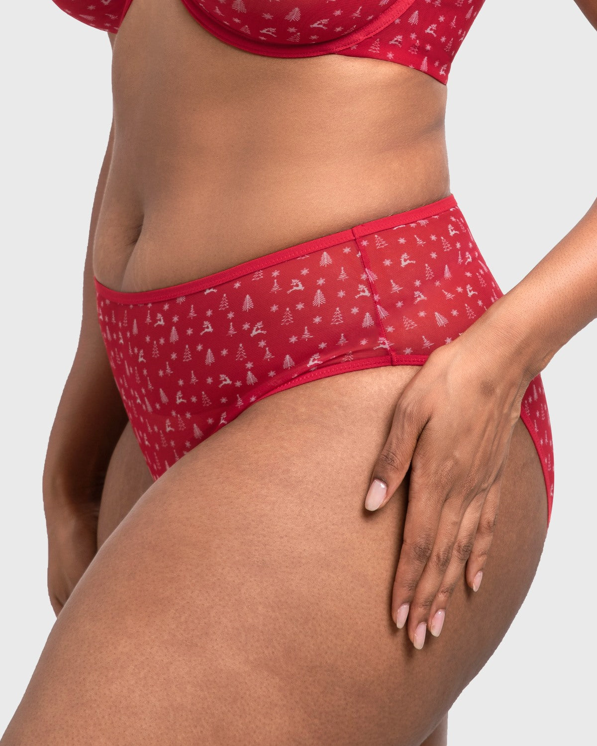 HSIA Christmas Holiday Edit Printed Mesh Panty Breathable Soft Full Coverage Comfort Fit - HSIA