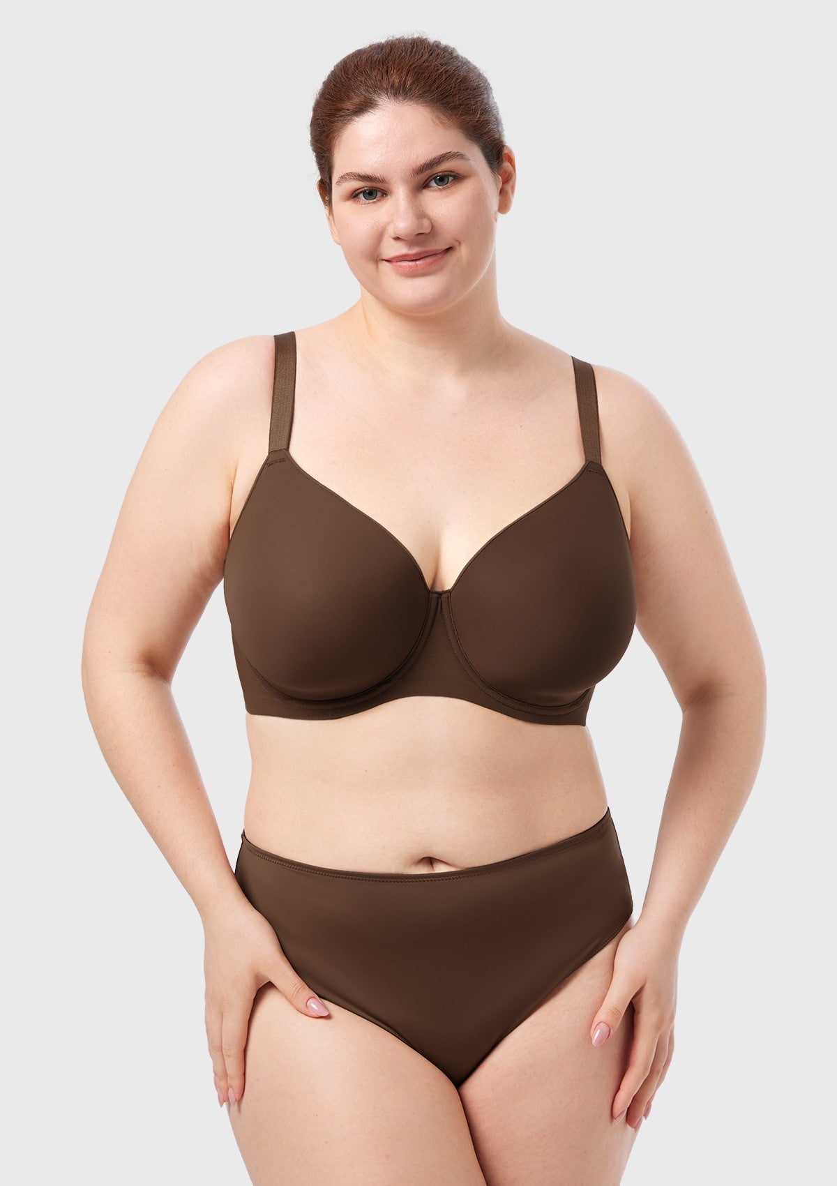 AirMesh Dark Beige Full Coverage Smooth Mesh Lightly Padded Lined Underwire T-Shirt Bra - HSIA