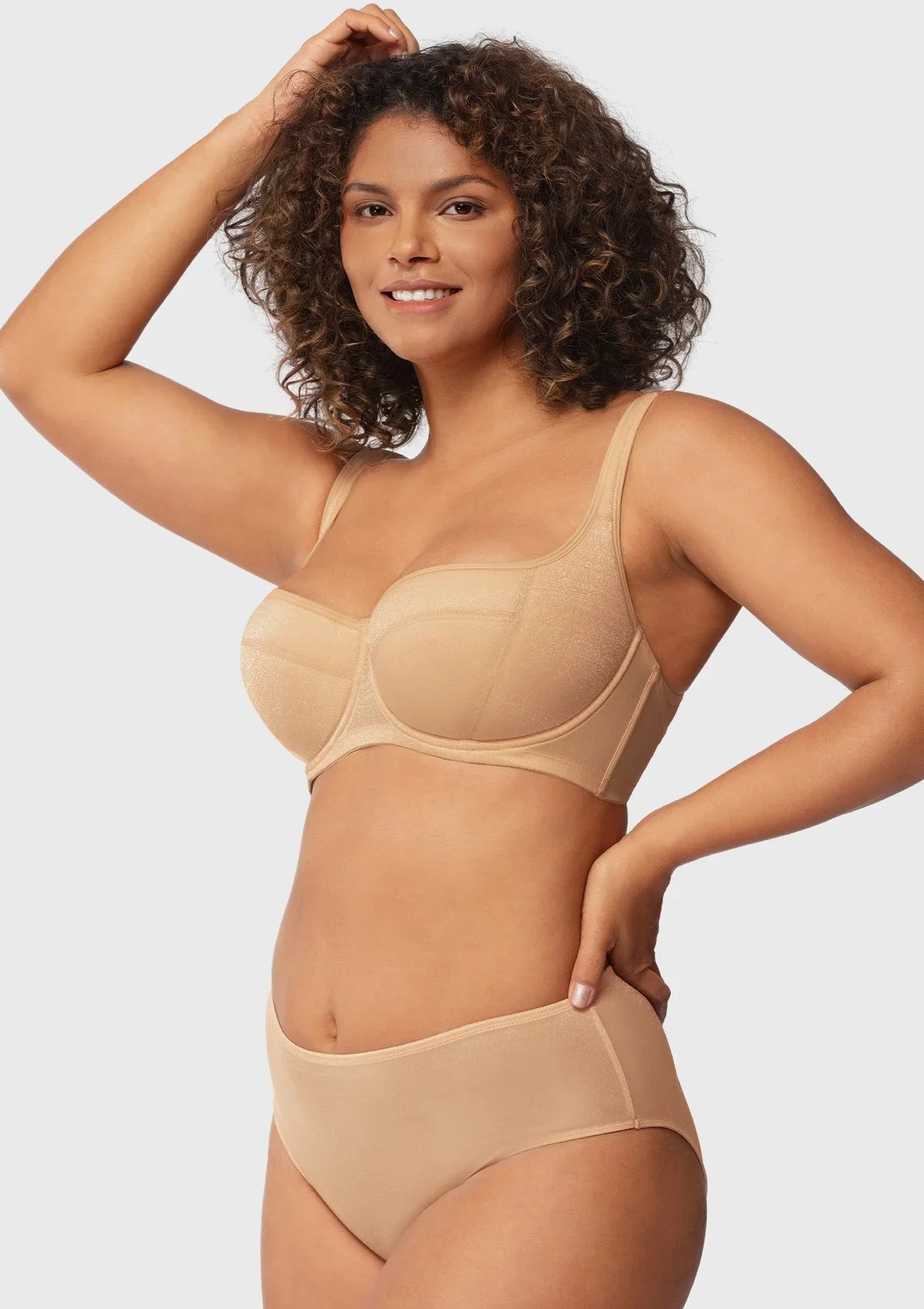 Starry Night Lightly Lined Lightly Padded Plus Size Pink Balconette Bra - HSIA