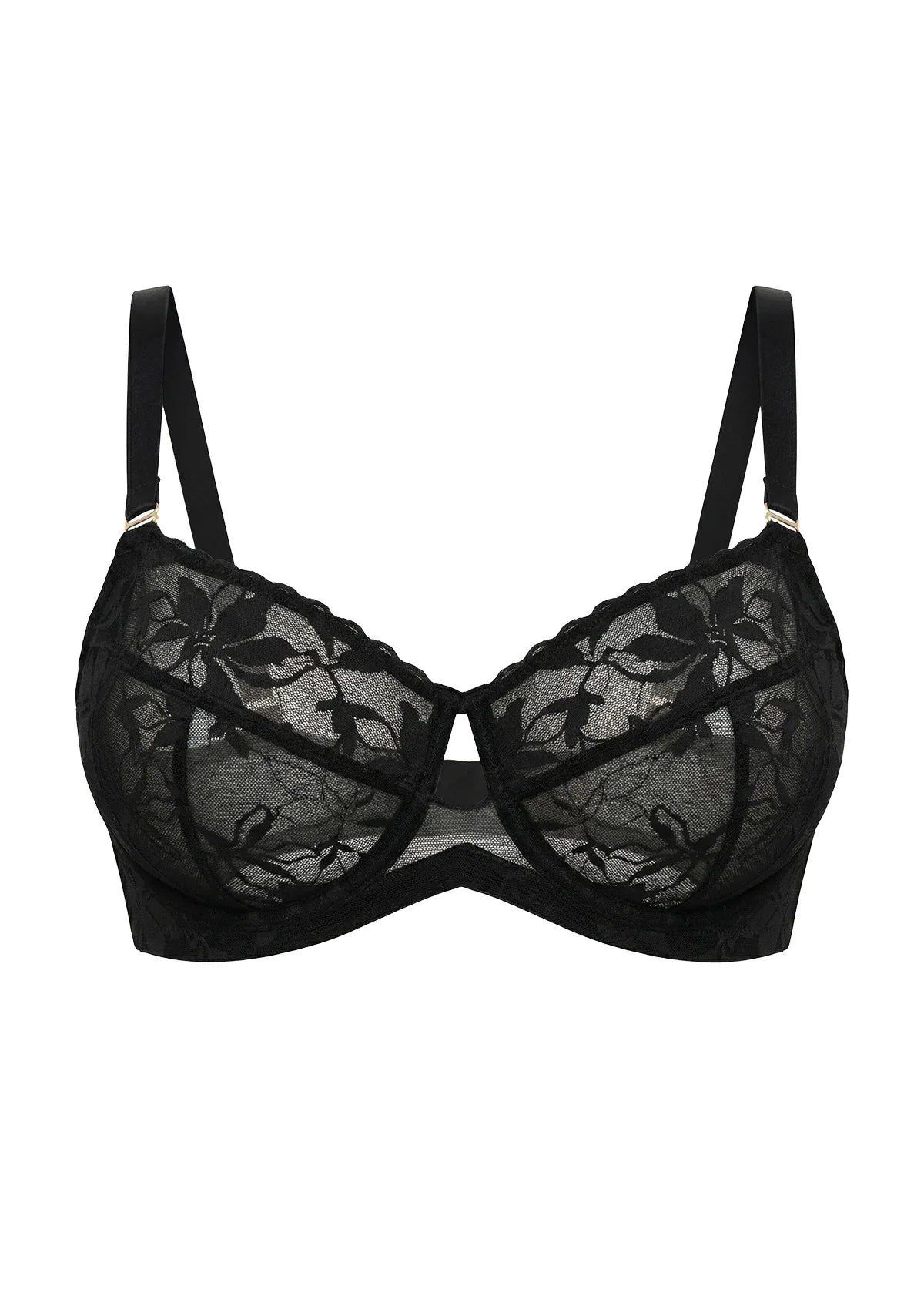 HSIA Petalia Plus Size Seamless Lace Underwire Balconette Demi No Padded Bra with High Elastic Fabric Delicate Lace Trim Cutout & Adjustable Straps - HSIA