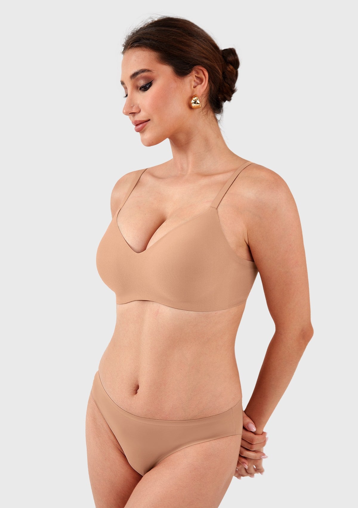 HSIA Ada Buttery Soft V-Neck Wireless Comfortable Bra No Underwire Supportive T-shirt Push Up Bralettes Plunge Seamless - HSIA