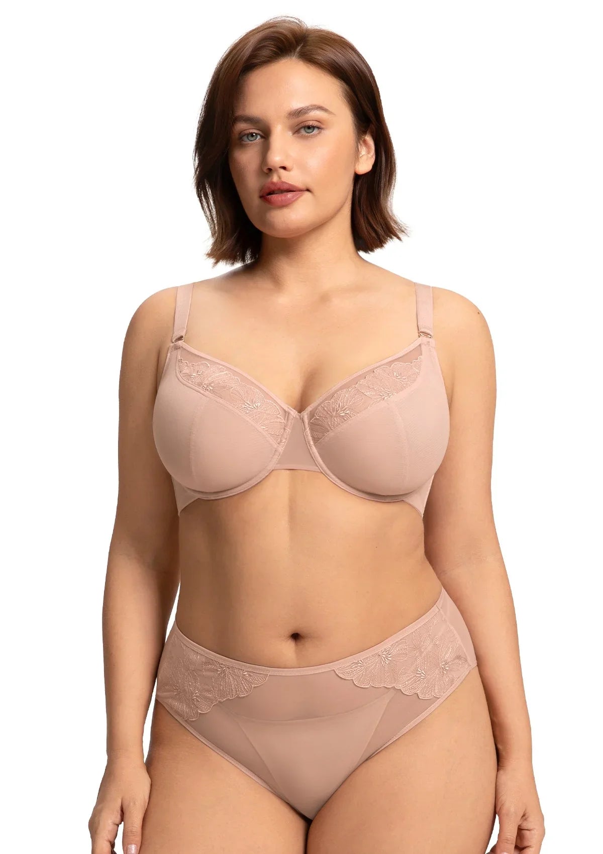 HSIA Yumi Unlined Sheer Embroidery Lace Full Coverage Bra Elegant Sculpting Support - HSIA