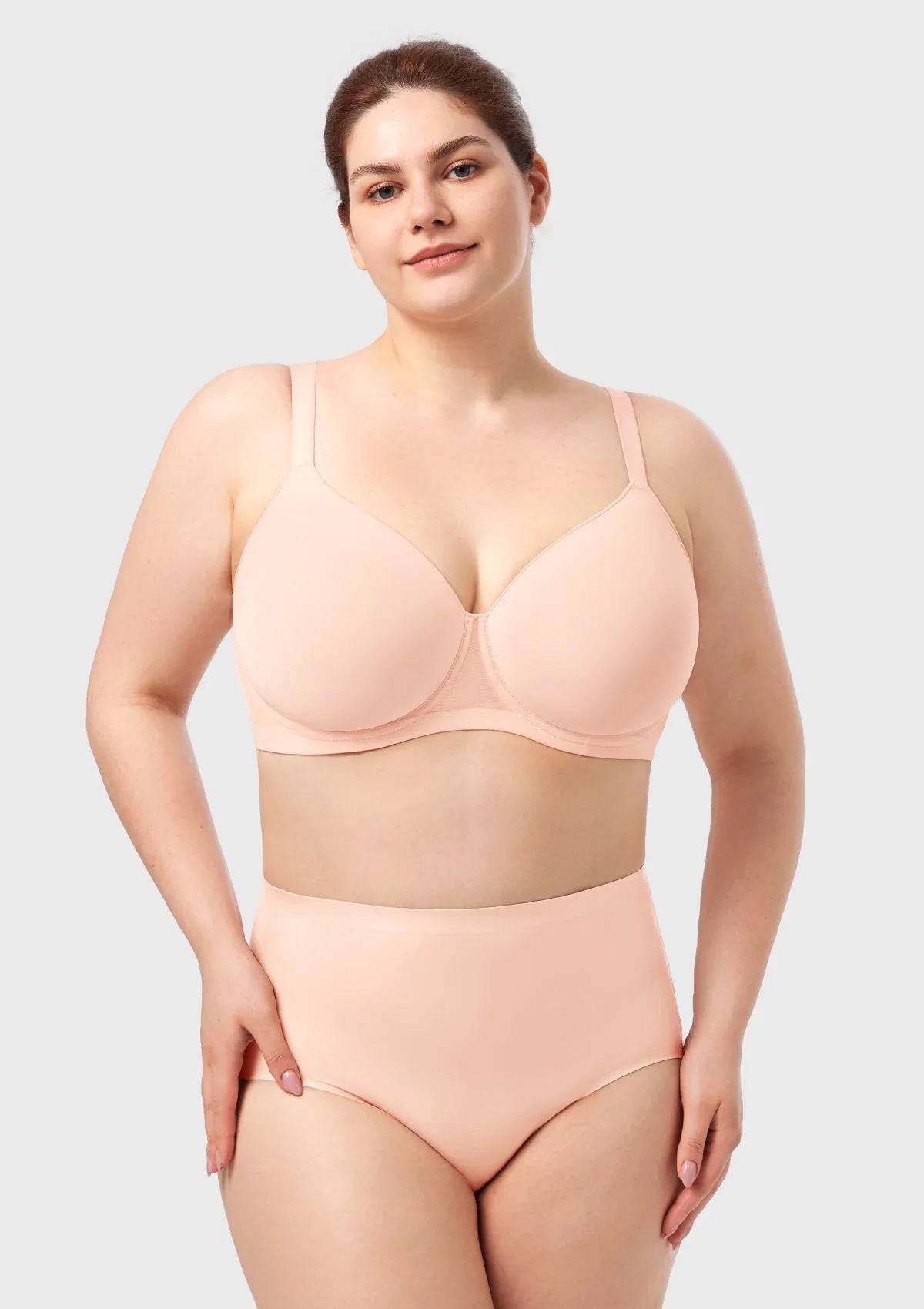 AirMesh Dark Beige Full Coverage Smooth Mesh Lightly Padded Lined Underwire T-Shirt Bra - HSIA