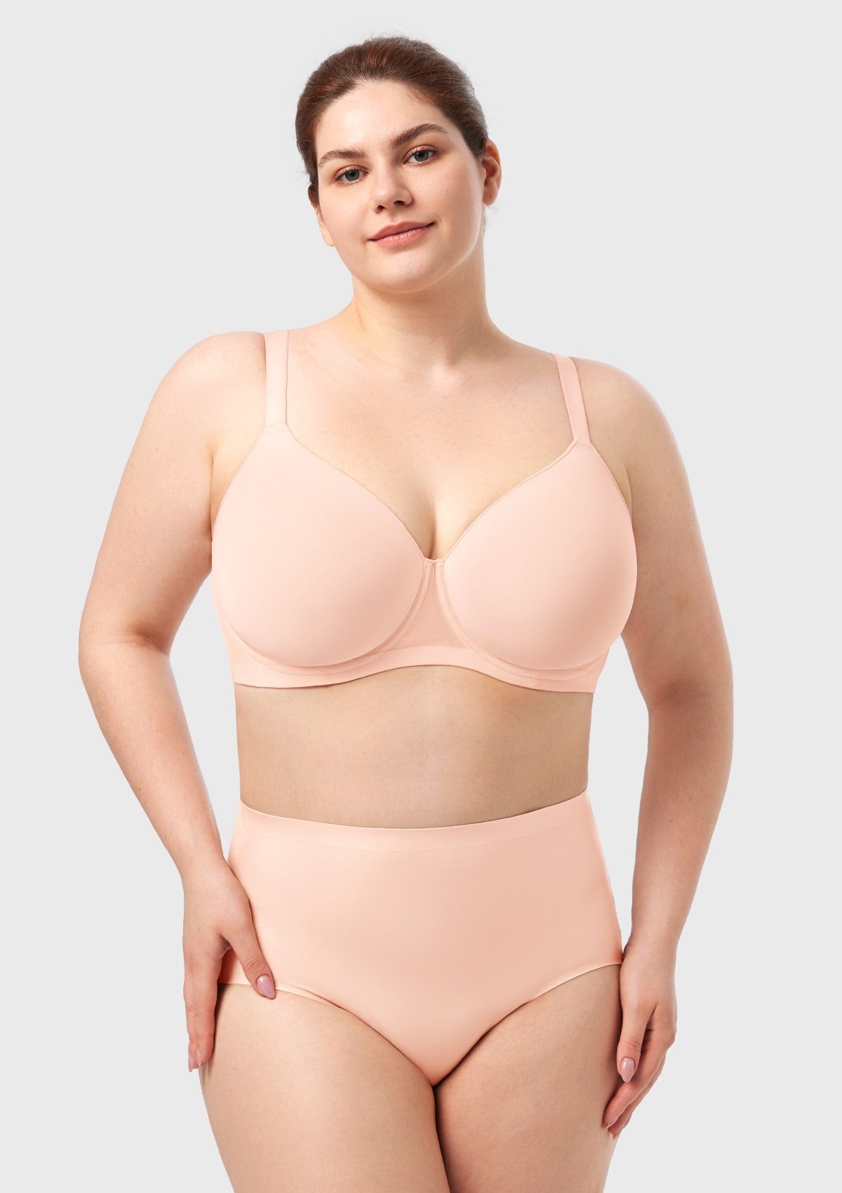 AirMesh Dark Beige Full Coverage Smooth Mesh Lightly Padded Lined Underwire T-Shirt Bra - HSIA