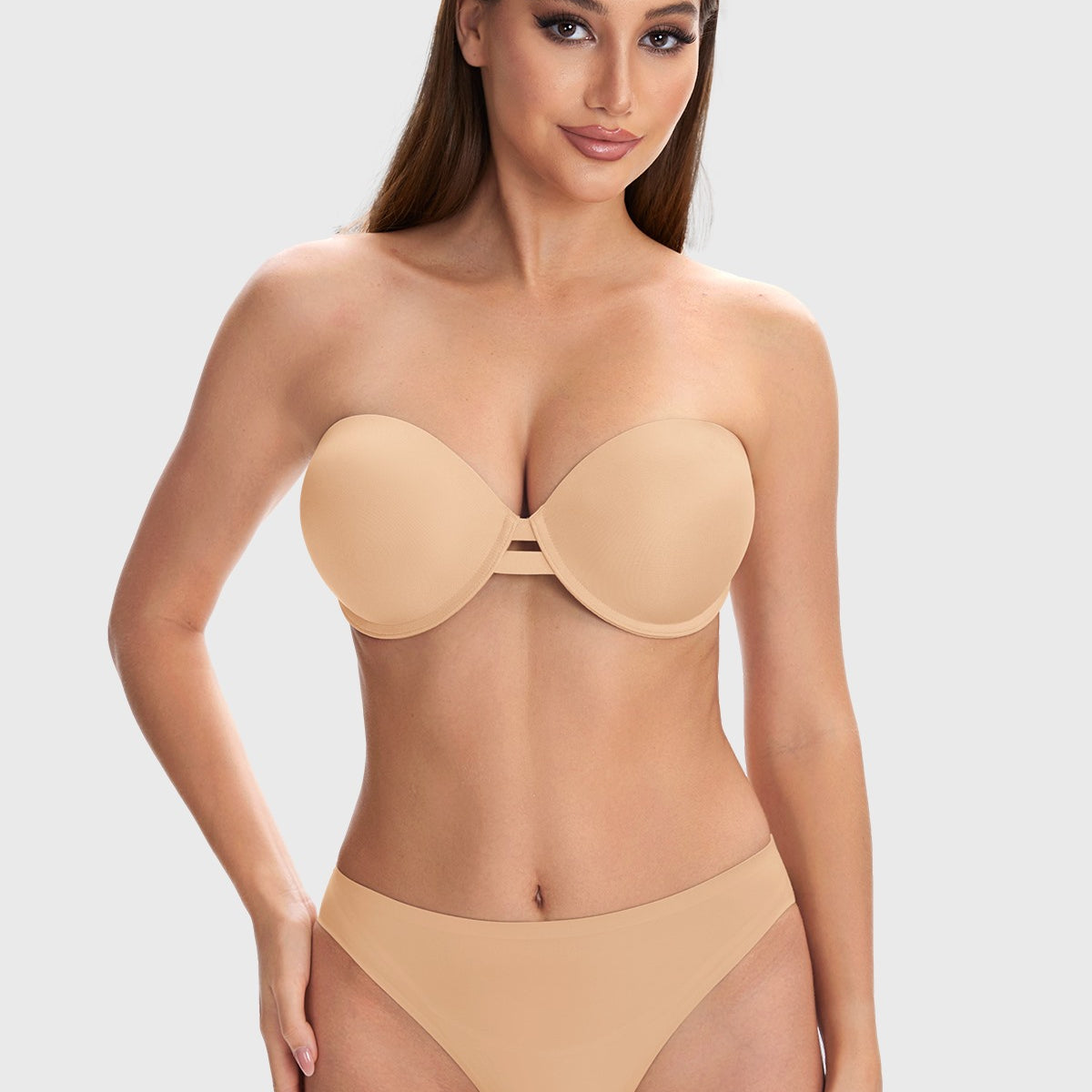 Juliette Bandless Seamless Push Up Strapless Underwire Bra