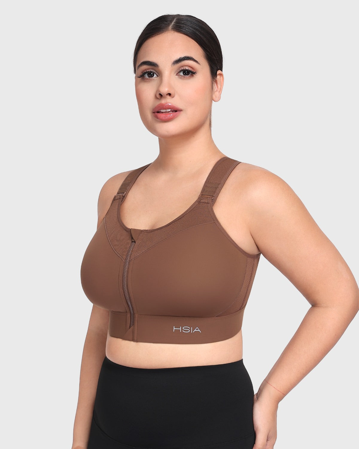 HSIA PowerMove High Support Zip Front Sports Bra Wireless No Bounce Adjustable Wide Straps - HSIA