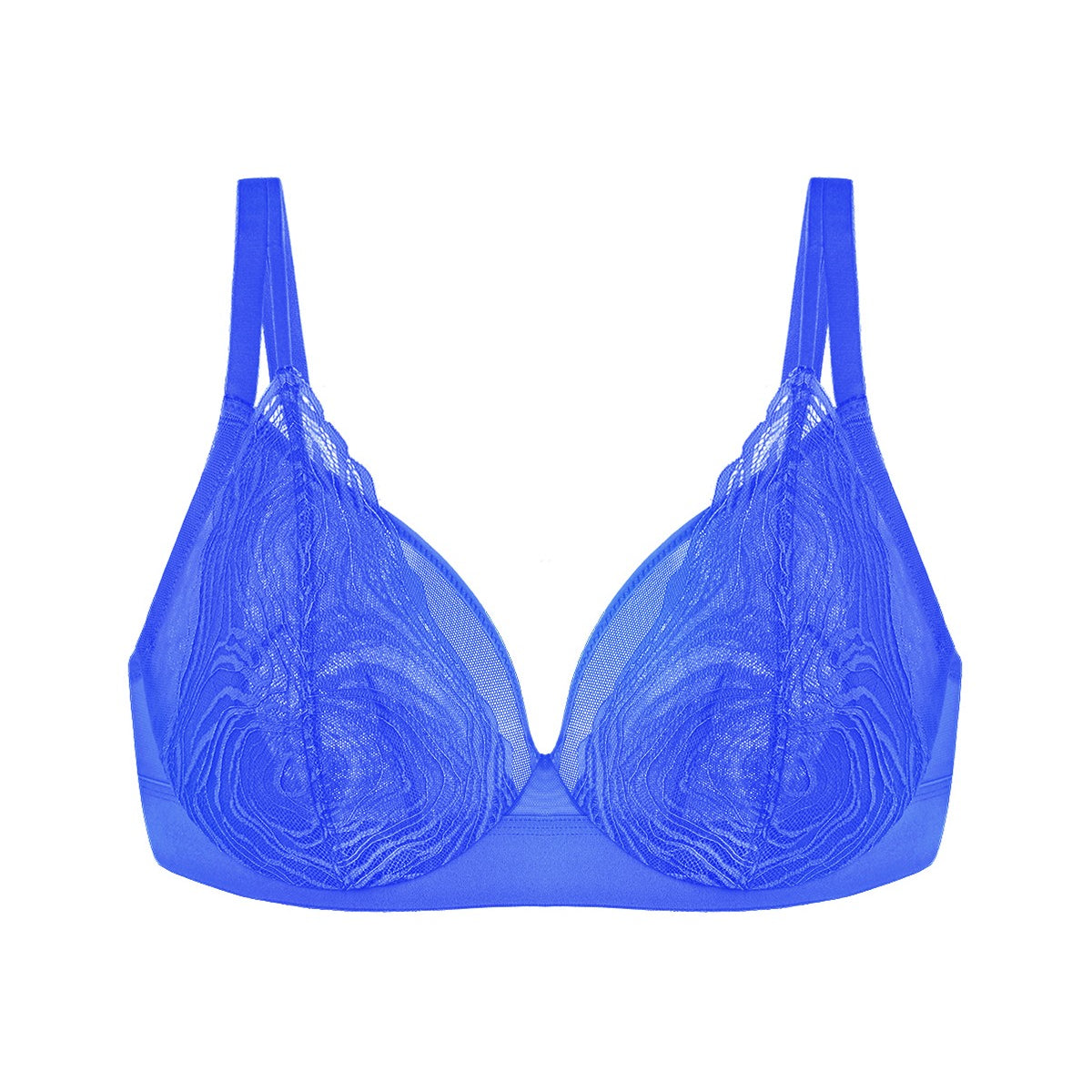 Serenata Flora Linear Lace Sheer Mesh Full Coverage Unlined Underwire Bra - HSIA