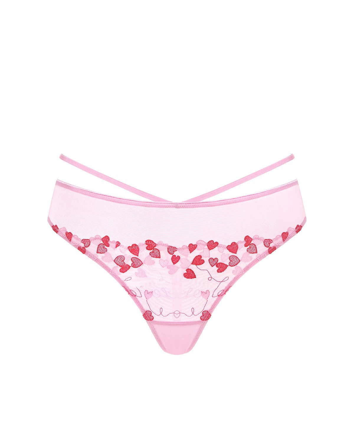 HSIA Renna Holiday Embroidered Pink Mesh Thong Underwear - HSIA