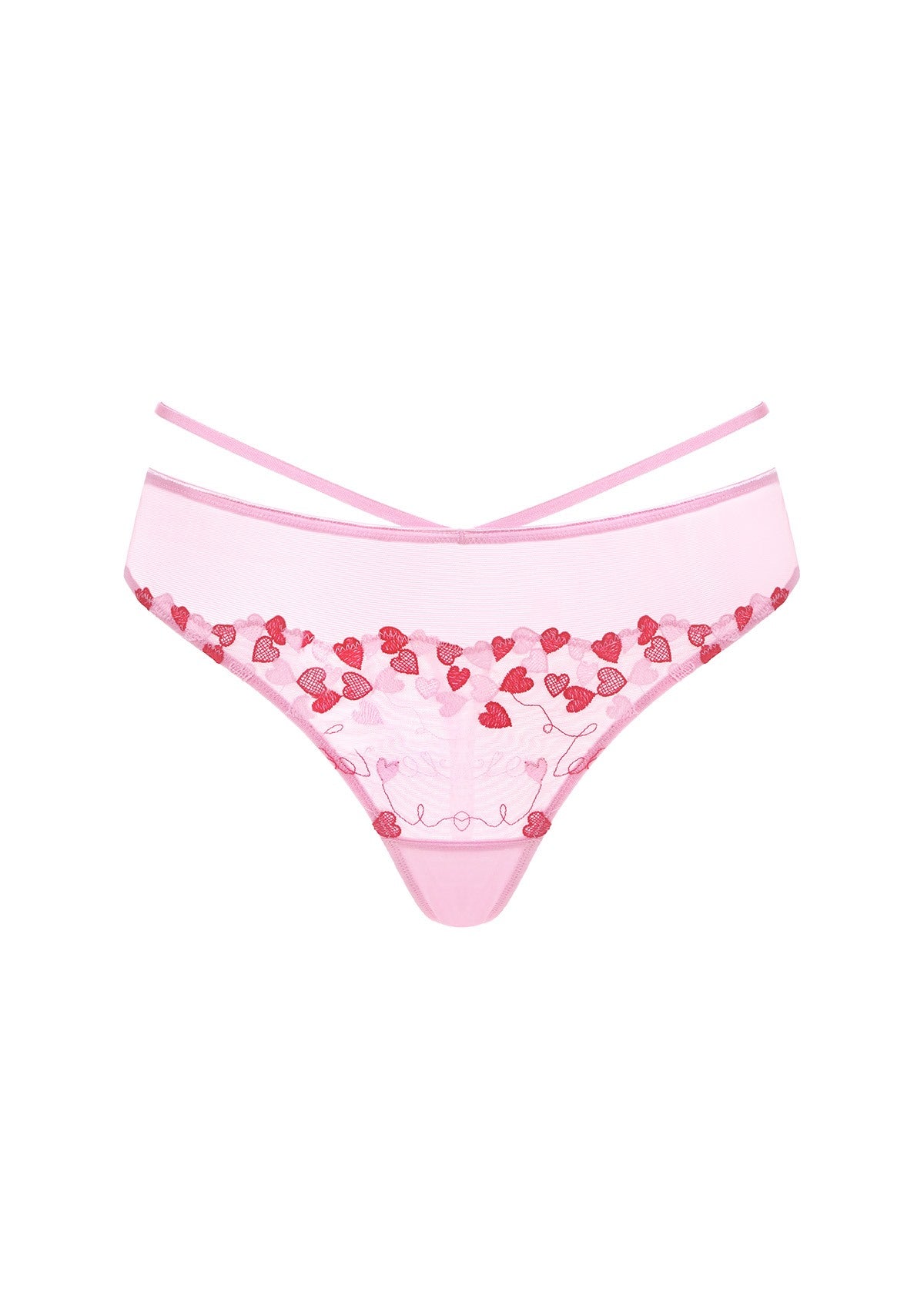 HSIA Renna Holiday Embroidered Pink Mesh Thong Underwear - HSIA