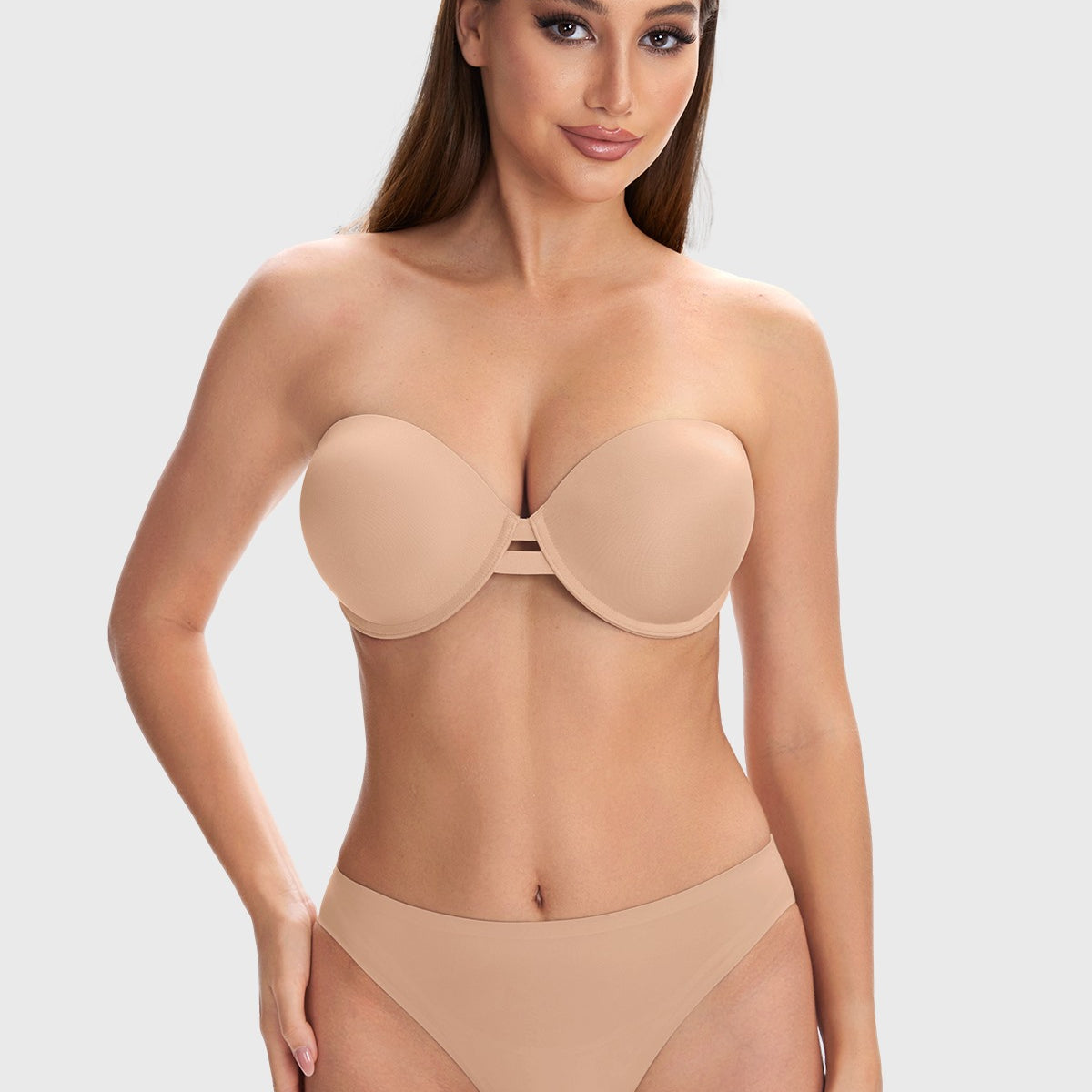 Juliette Bandless Seamless Push Up Strapless Underwire Bra
