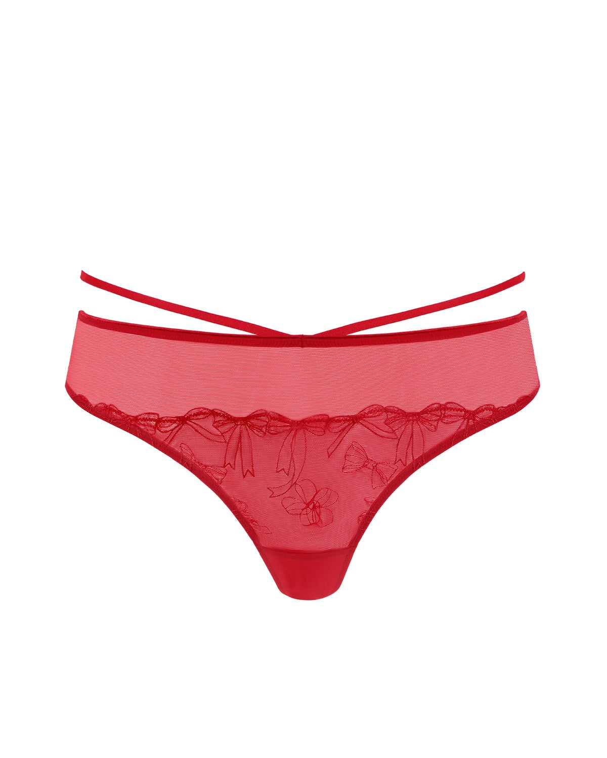 HSIA Renna Holiday Embroidered Red Mesh Thong Underwear - HSIA