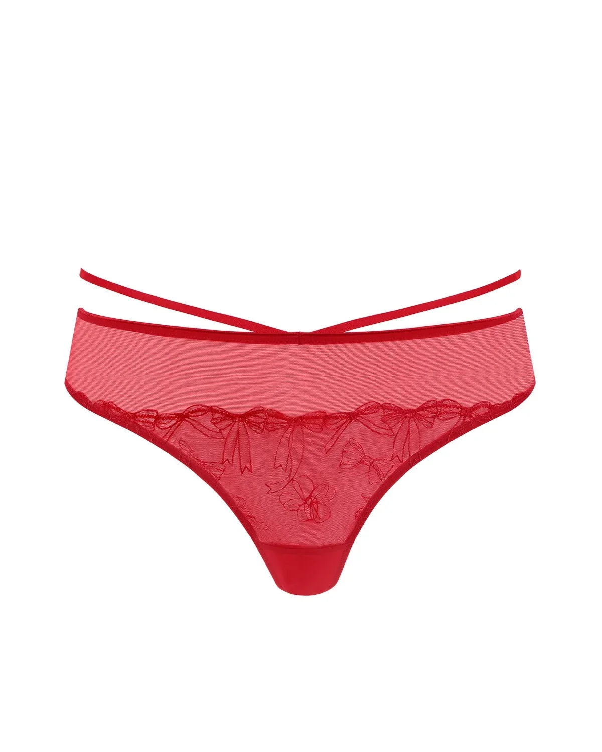 HSIA Renna Holiday Embroidered Red Mesh Thong Underwear - HSIA