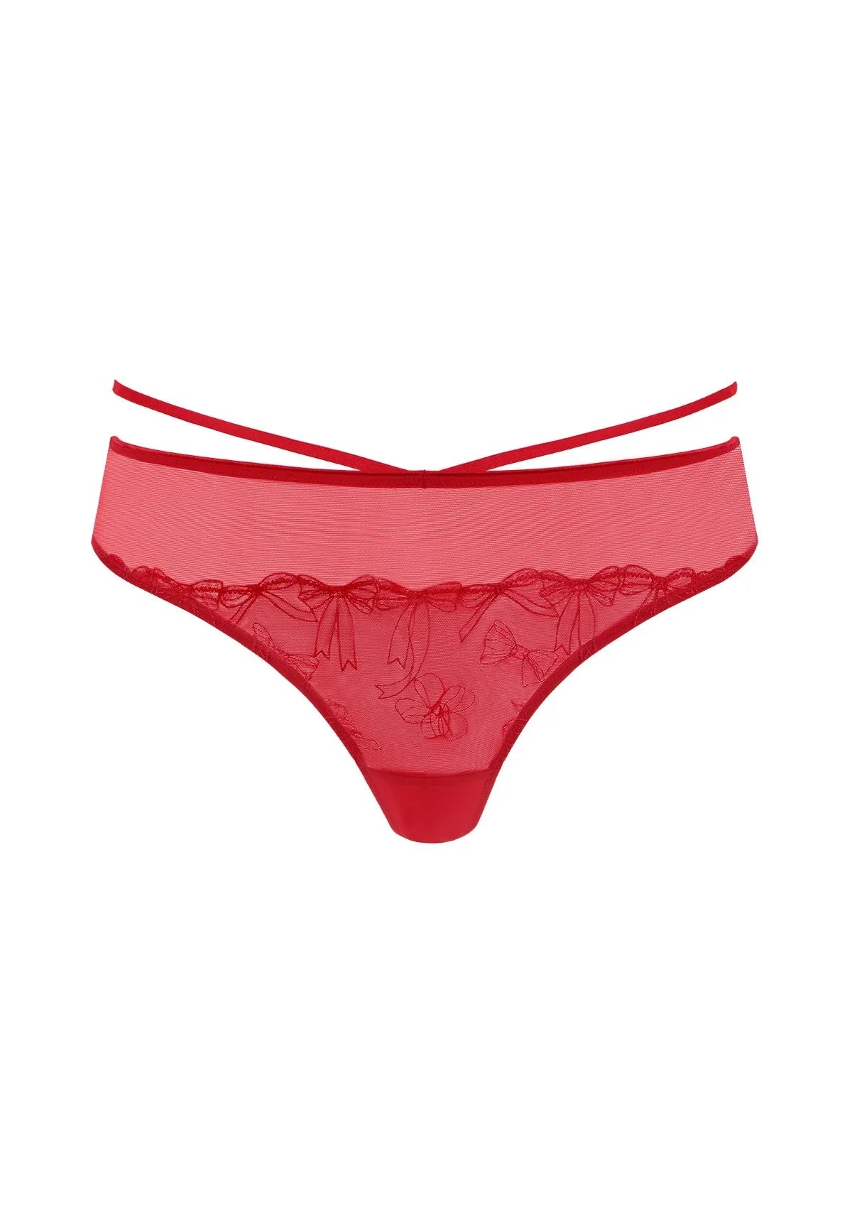 HSIA Renna Holiday Embroidered Red Mesh Thong Underwear - HSIA