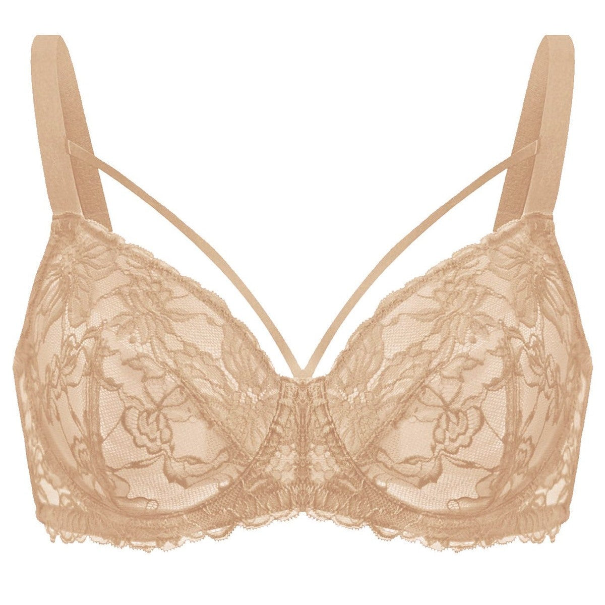 Pretty In Petals Red Unlined Strappy Lace Bra