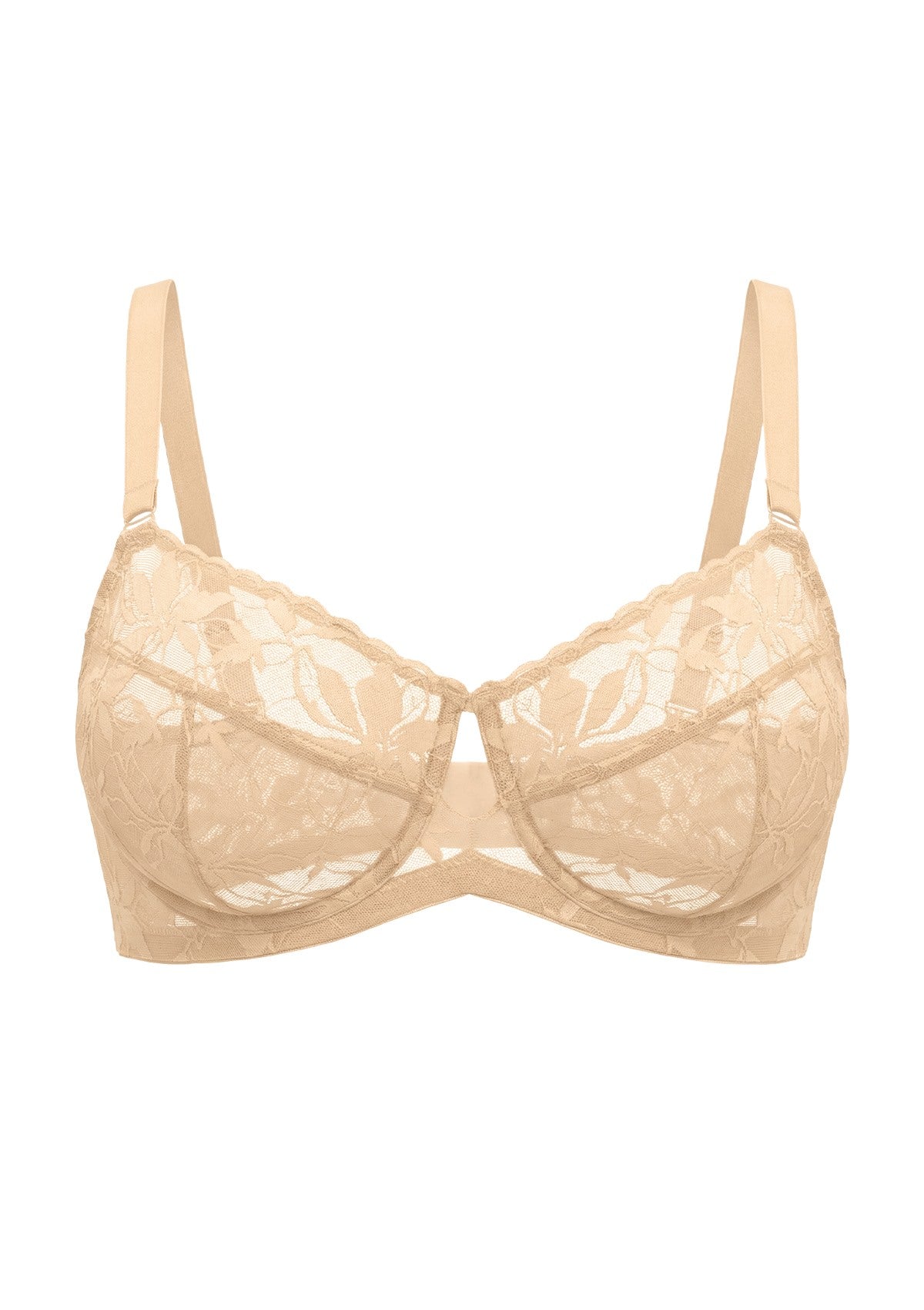 HSIA Petalia Plus Size Seamless Lace Underwire Balconette Demi No Padded Bra with High Elastic Fabric Delicate Lace Trim Cutout & Adjustable Straps - HSIA