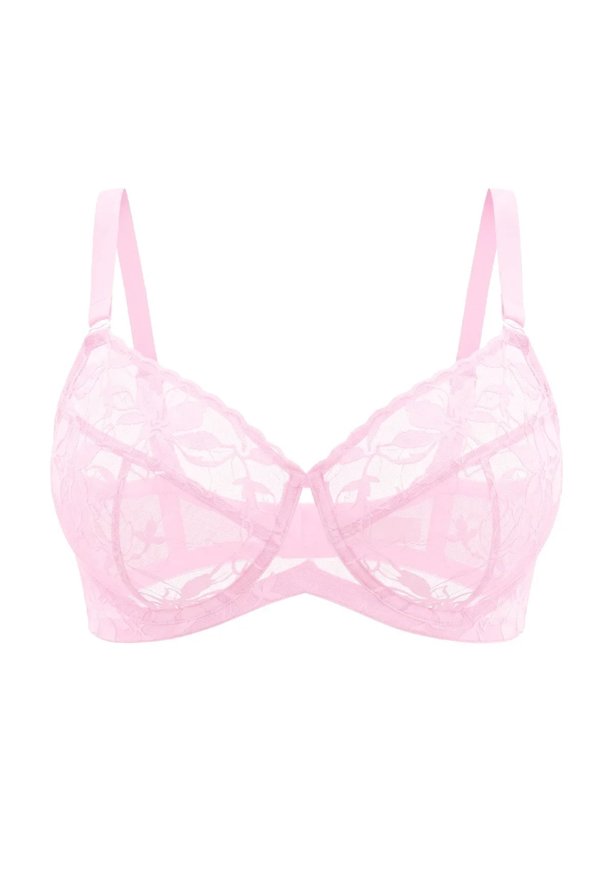 HSIA Petalia Plus Size Seamless Lace Underwire Balconette Demi No Padded Bra with High Elastic Fabric Delicate Lace Trim Cutout & Adjustable Straps - HSIA