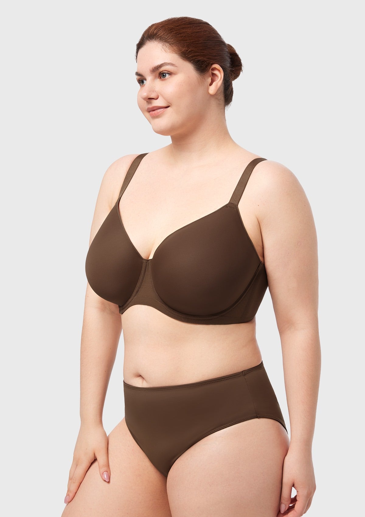 AirMesh Dark Beige Full Coverage Smooth Mesh Lightly Padded Lined Underwire T-Shirt Bra - HSIA