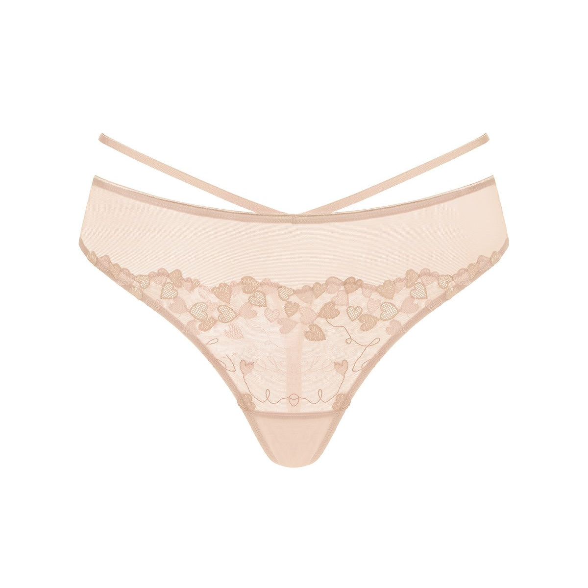 HSIA Renna Holiday Embroidered Pink Mesh Thong Underwear - HSIA