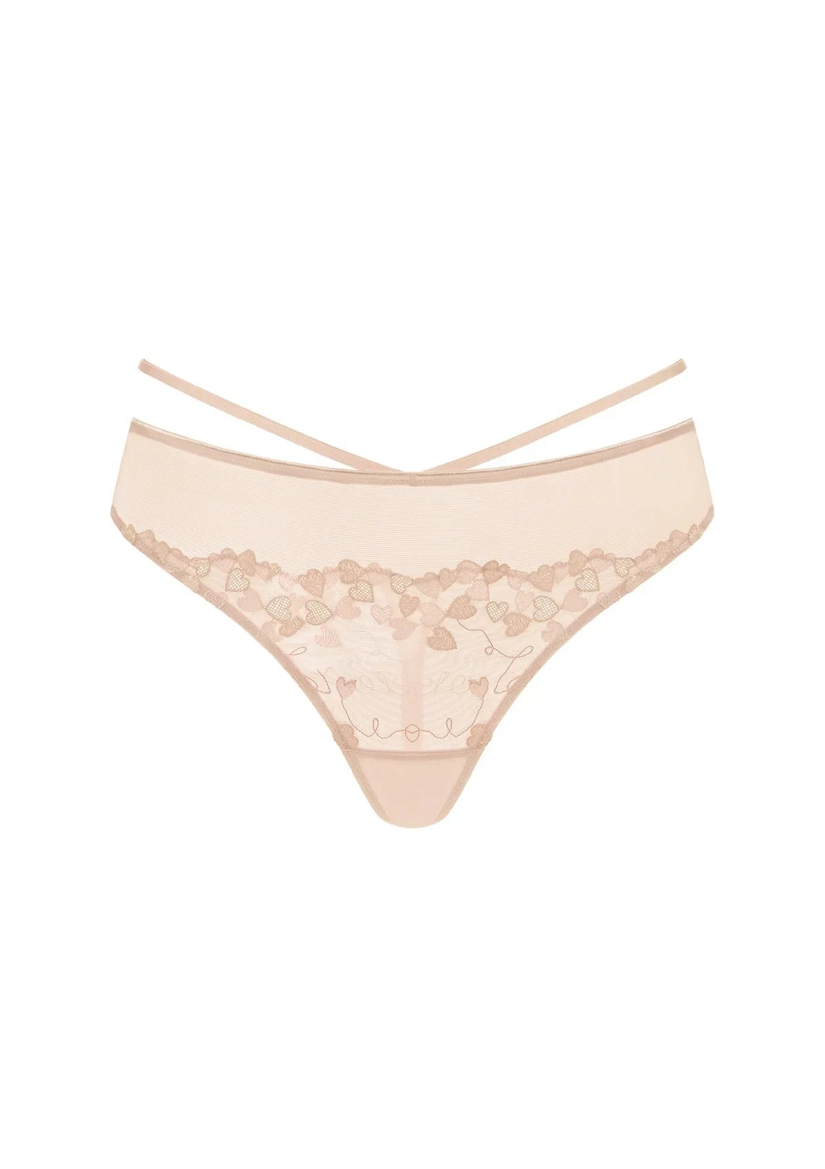 HSIA Renna Holiday Embroidered Pink Mesh Thong Underwear - HSIA