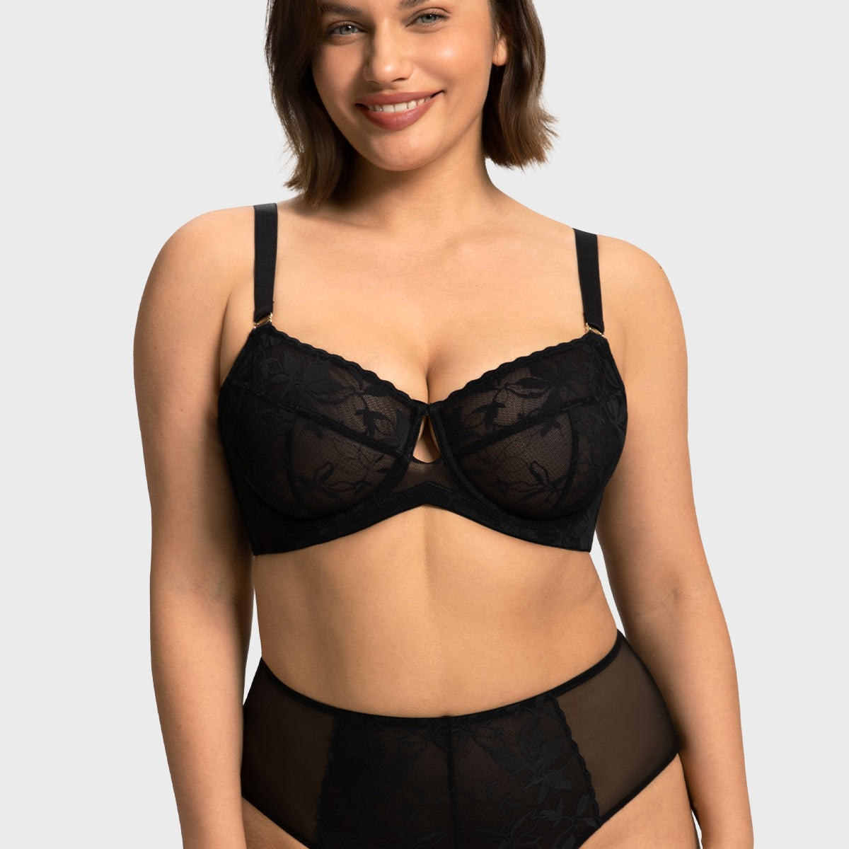 HSIA Petalia Plus Size Seamless Lace Underwire Balconette Demi No Padded Bra with High Elastic Fabric Delicate Lace Trim Cutout & Adjustable Straps - HSIA