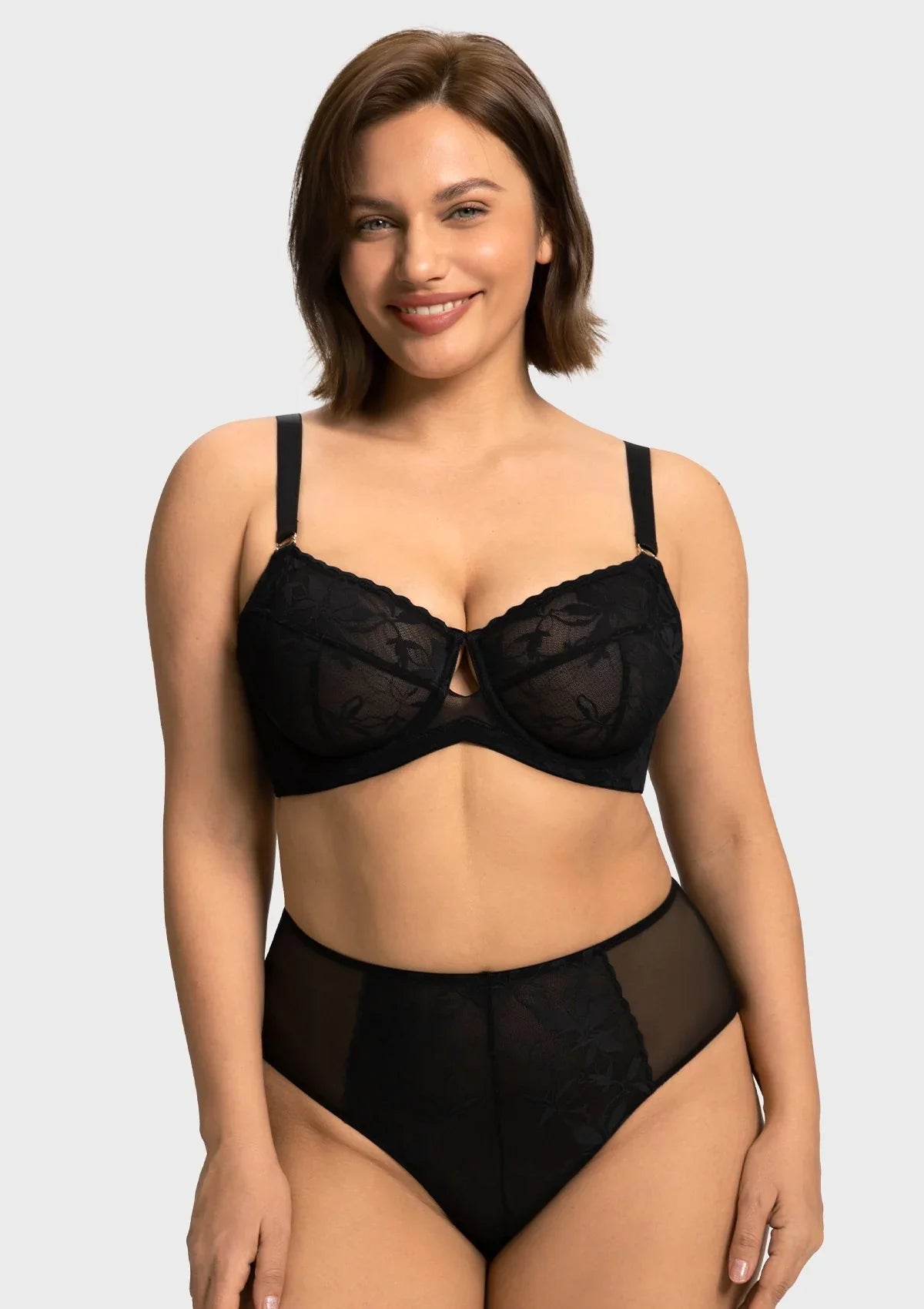 HSIA Petalia Plus Size Seamless Lace Underwire Balconette Demi No Padded Bra with High Elastic Fabric Delicate Lace Trim Cutout & Adjustable Straps - HSIA