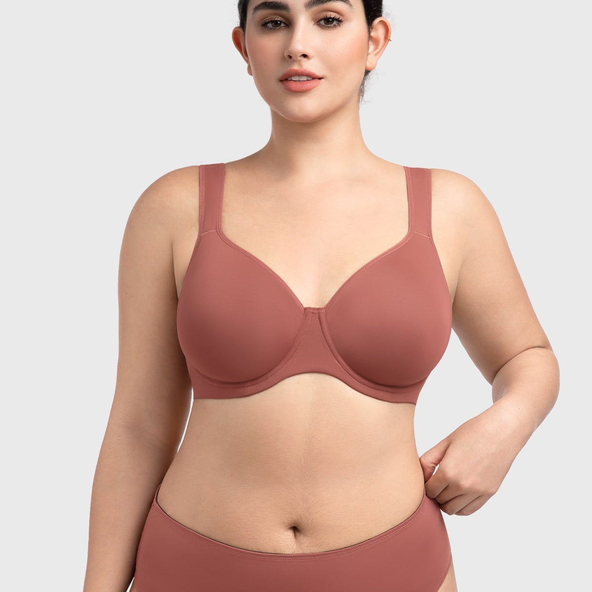 (Cardi B recommends)Joan Ultimate Soft Dark Beige T-shirt Unlined Minimizer Bra - HSIA