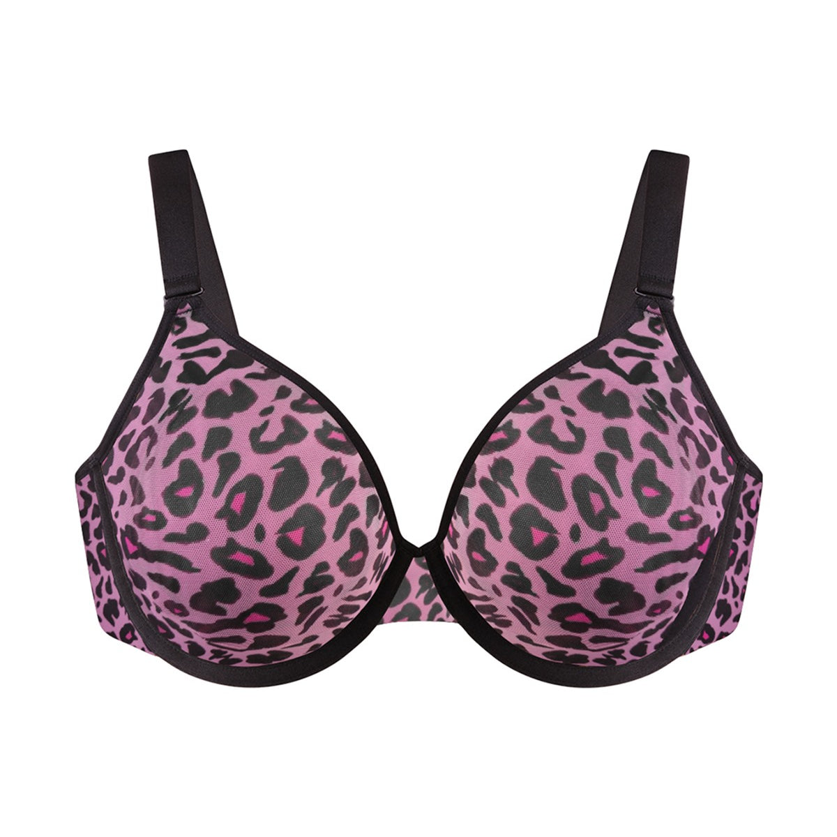 HSIA Leopard wild Unlined Plus Size Breathable Soft Mesh No Padding Underwire Bra - HSIA