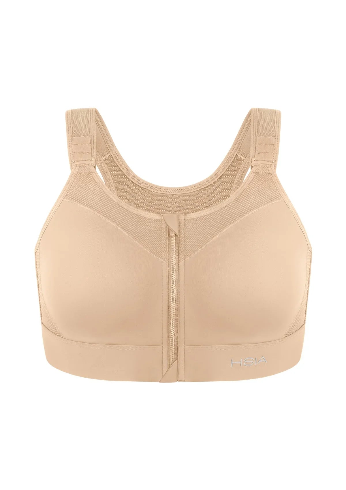 HSIA PowerMove High Support Zip Front Sports Bra Wireless No Bounce Adjustable Wide Straps - HSIA