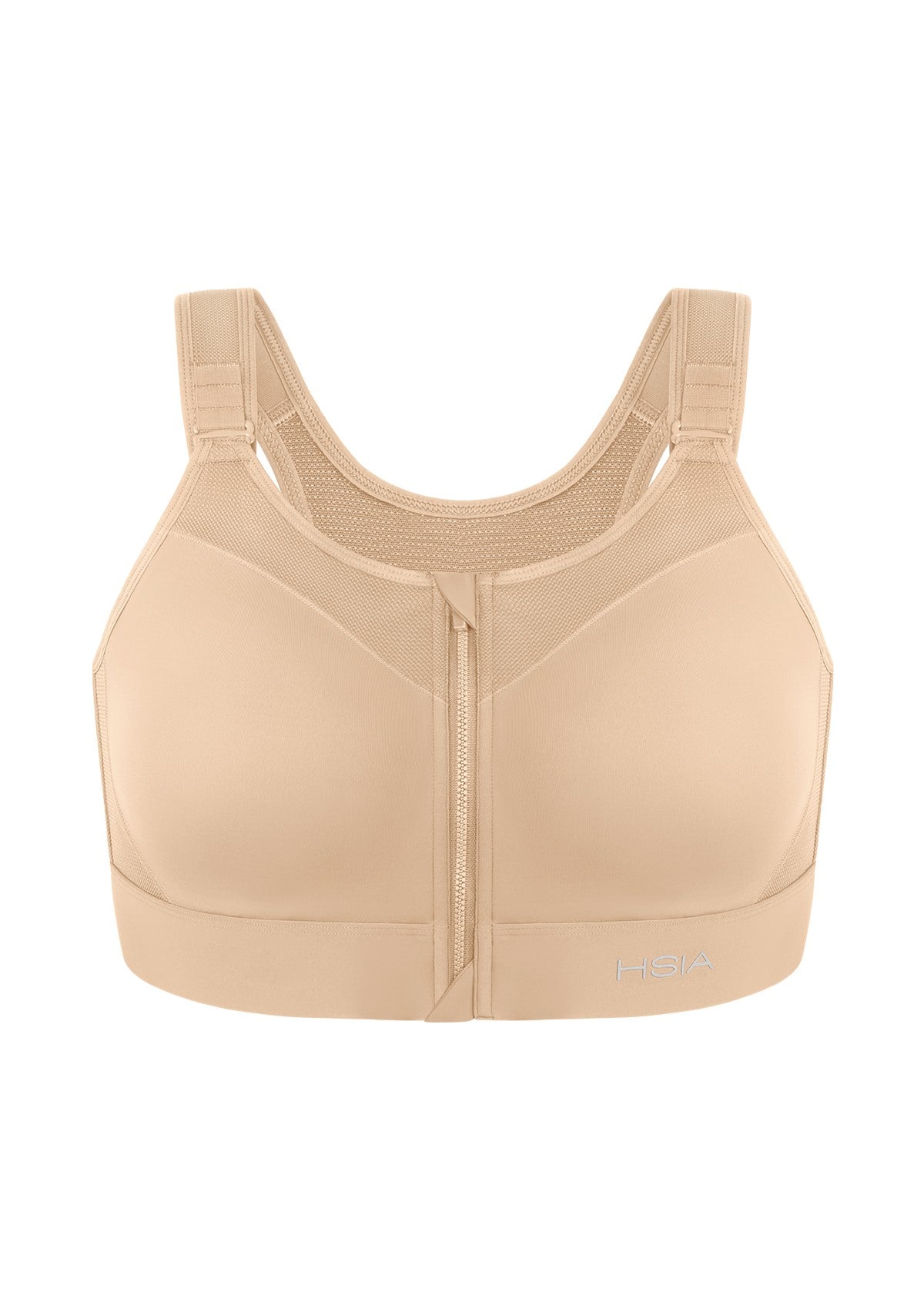HSIA PowerMove High Support Zip Front Sports Bra Wireless No Bounce Adjustable Wide Straps - HSIA