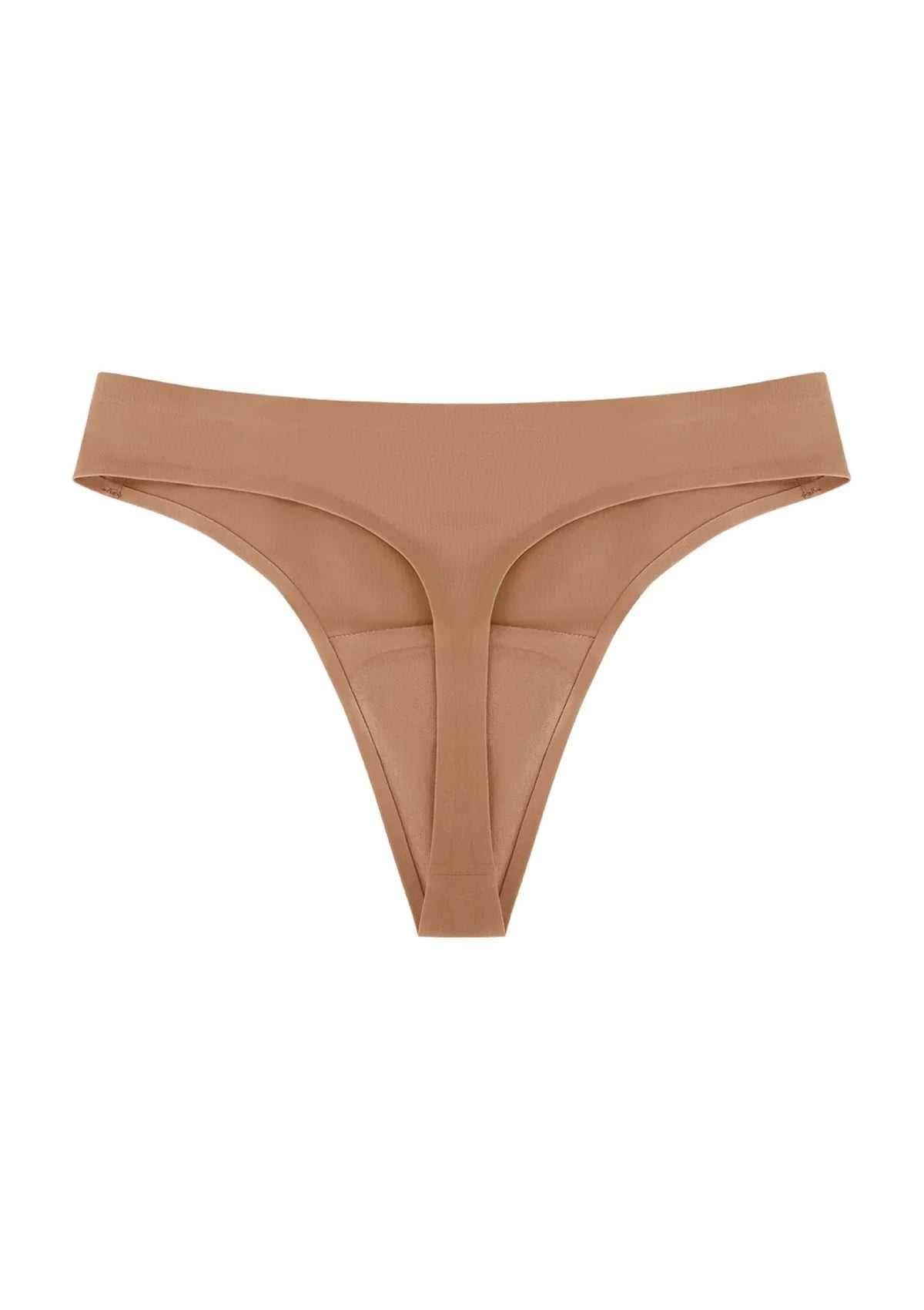 3D model of the Coffee anti-camel toe thong, emphasizing the lightweight, breathable, and moisture-wicking materials.