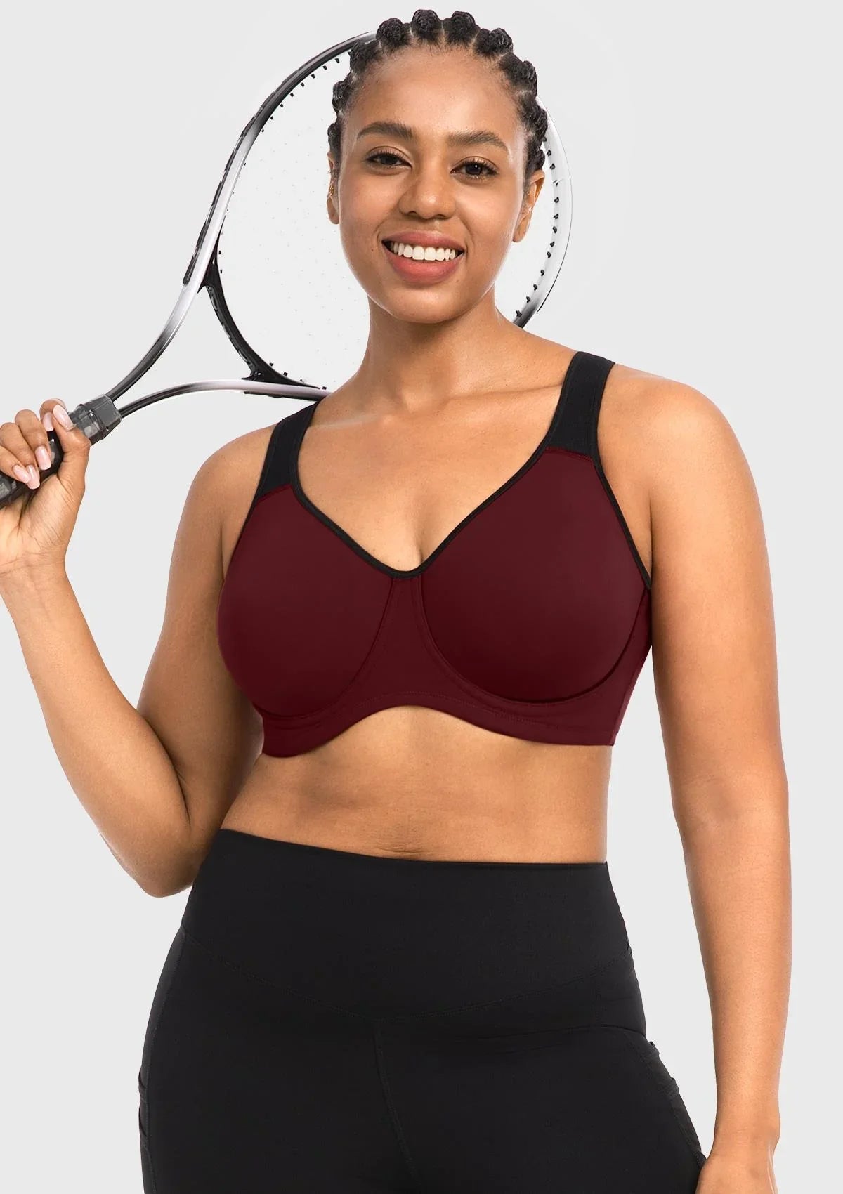 ComfyArc Unlined Outside Underwire Racerback Sports Bra - HSIA
