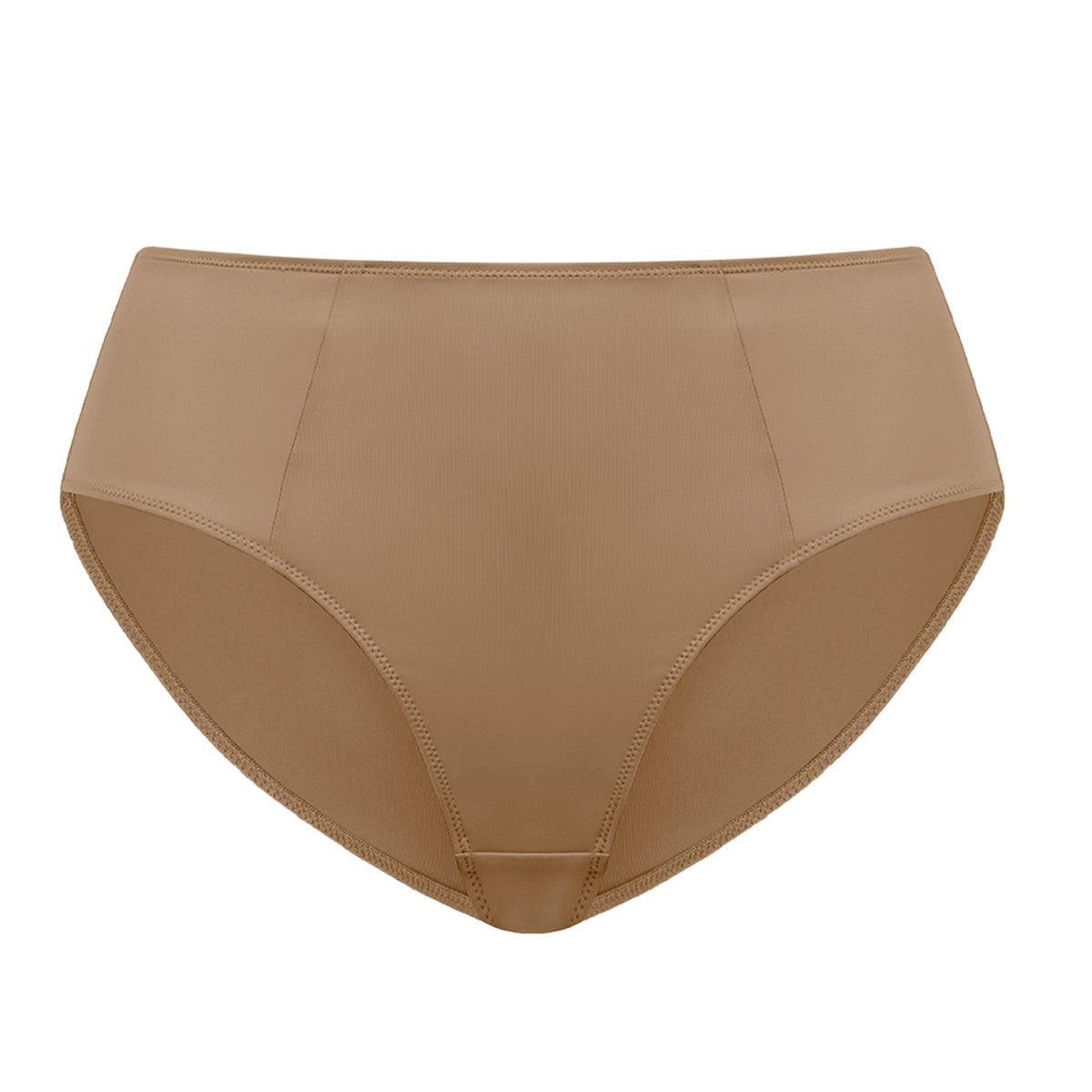 Detailed flat lay of the Coffee HSIA CoolComfort everyday seamless brief, providing a versatile neutral option with gentle second-skin stretch.