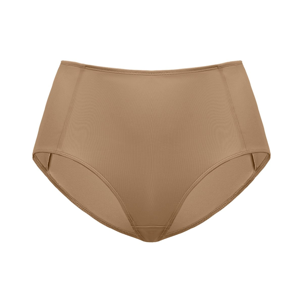 Detailed flat lay of the Coffee HSIA CoolComfort light shaping panty, providing a versatile neutral option with gentle second-skin compression.