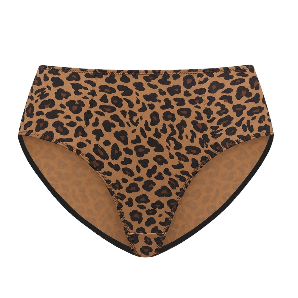 Studio view of the Black Leopard Print HSIA CoolComfort mid-rise underwear, featuring a chic pattern combined with a smooth, no-show silhouette.