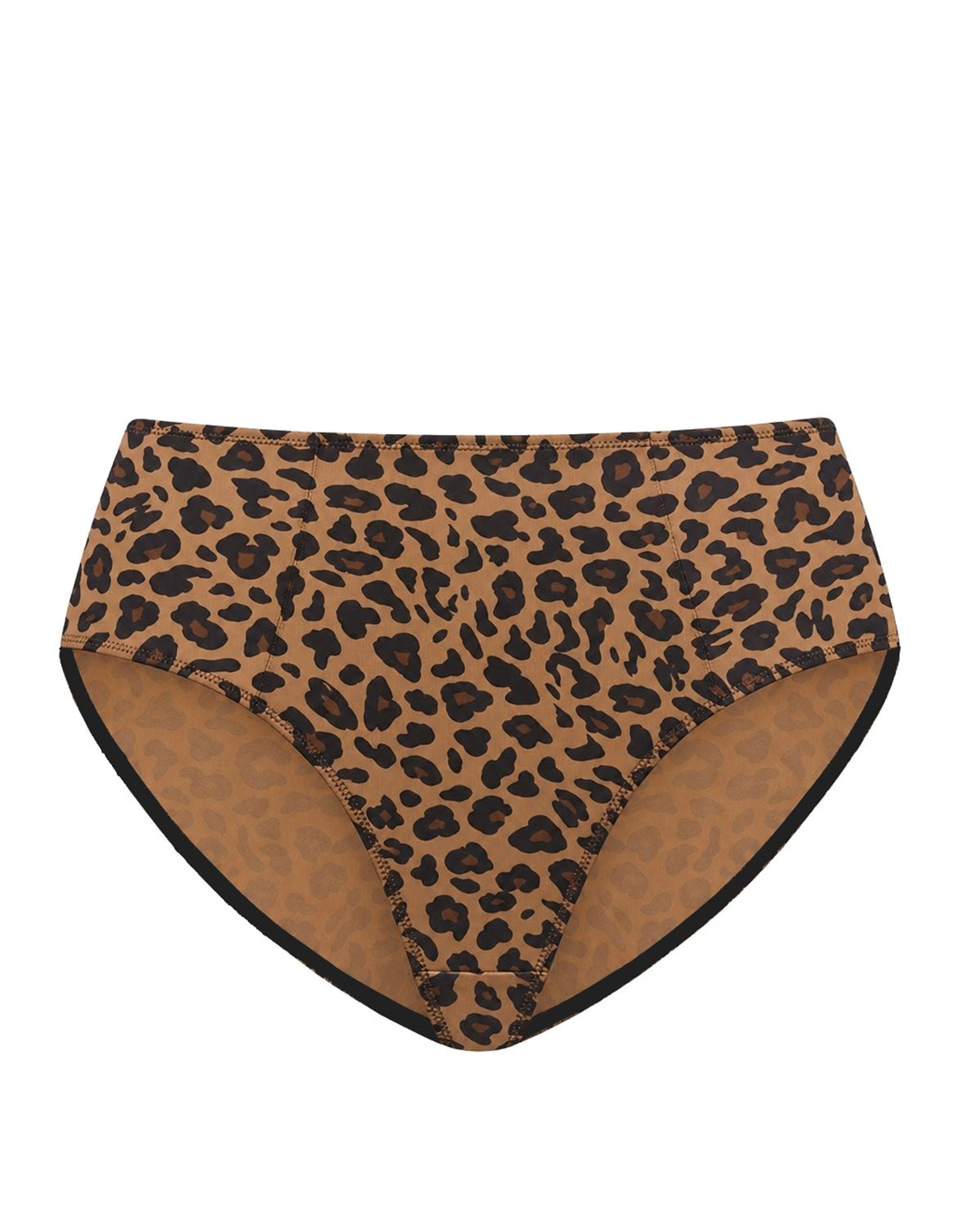 Studio view of the Black Leopard Print HSIA CoolComfort mid-rise underwear, featuring a chic pattern combined with a smooth, no-show silhouette.