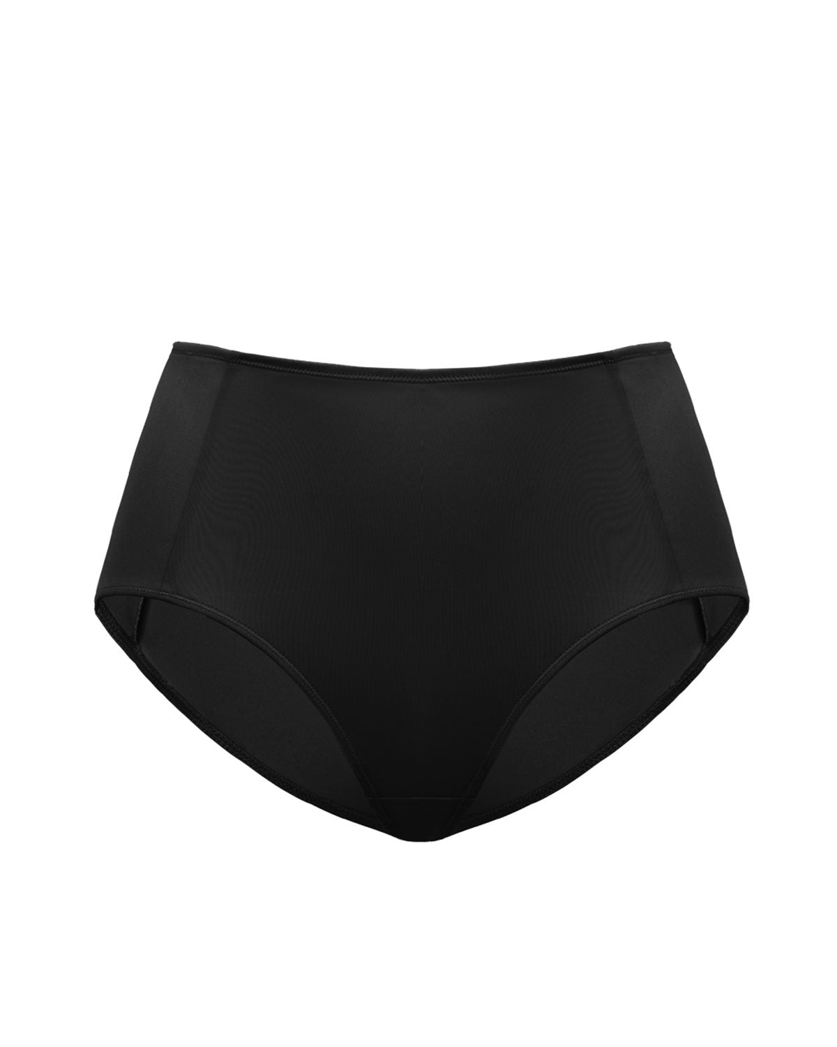 Professional studio shot of the classic Black HSIA CoolComfort high-waist brief, perfectly engineered for a smooth, invisible look under body-hugging clothes.