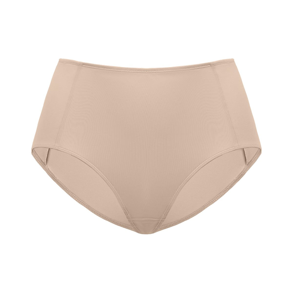 Flat lay of the Warm Sand HSIA CoolComfort seamless tummy control panty, a gorgeous neutral tone engineered for maximum comfort and a barely-there feel.