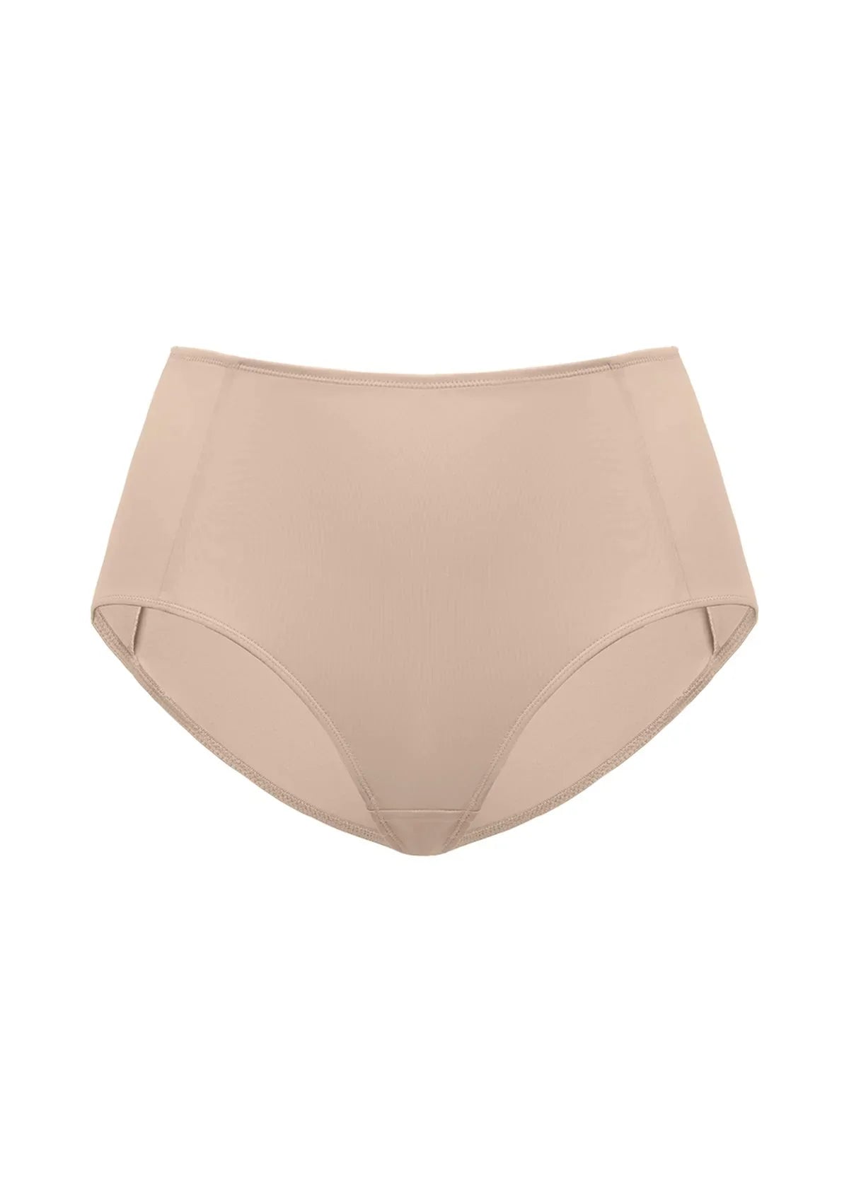 Flat lay of the Warm Sand HSIA CoolComfort seamless tummy control panty, a gorgeous neutral tone engineered for maximum comfort and a barely-there feel.