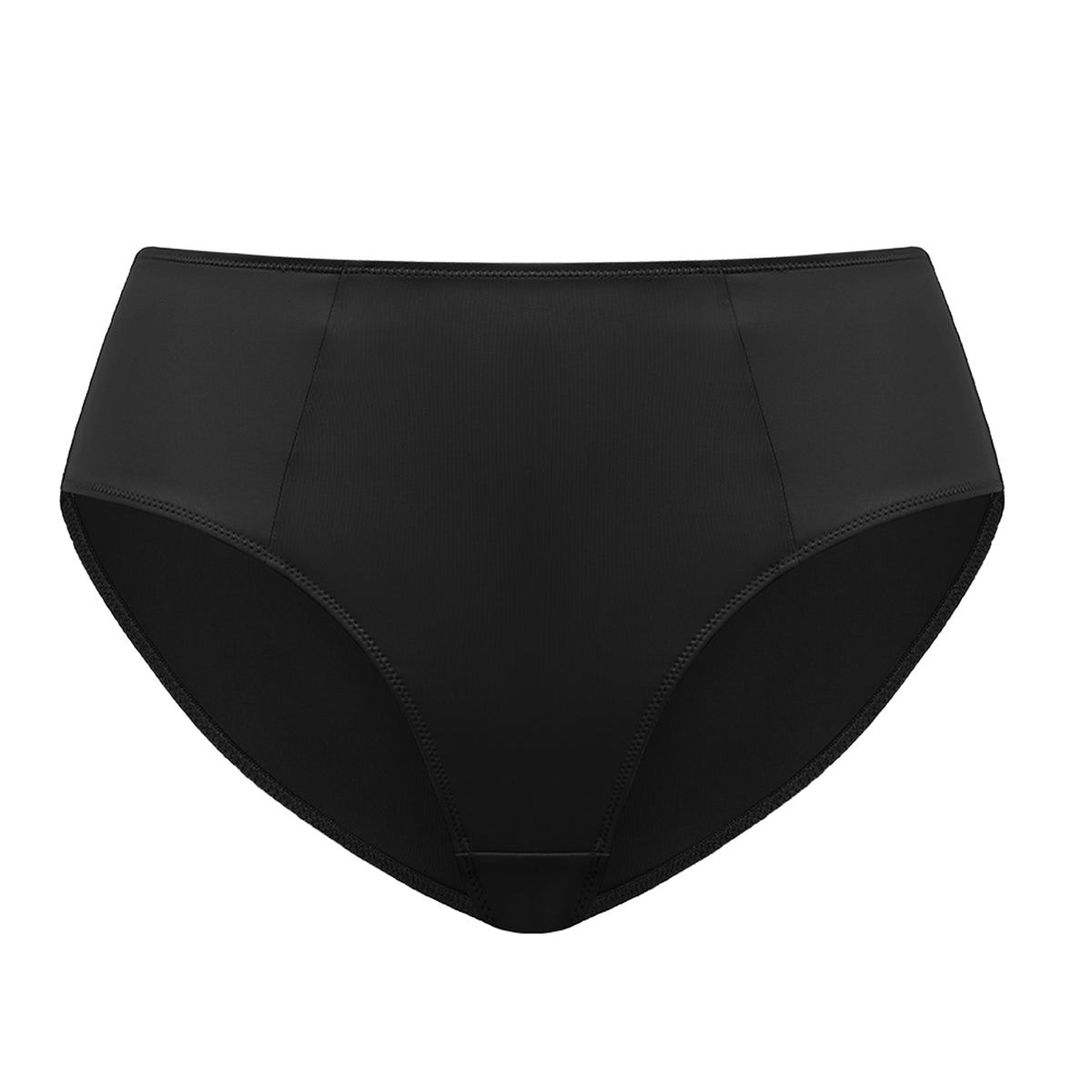 Professional studio shot of the classic Black HSIA CoolComfort mid-rise brief, perfectly engineered to minimize visible panty lines under any outfit.