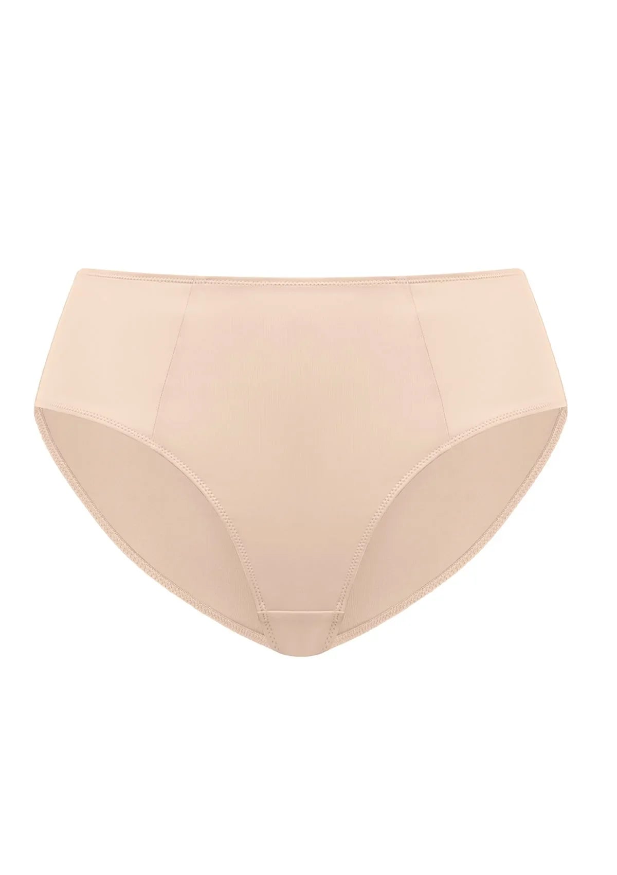 Studio flat lay of the Light Beige HSIA CoolComfort smooth mid-rise brief, an essential invisible layer crafted from premium microfiber.