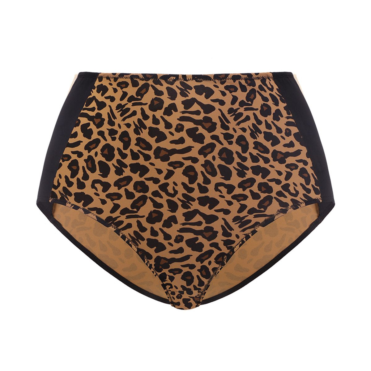 Studio view of the Black Leopard Print HSIA CoolComfort tummy control brief, featuring a chic pattern combined with light shaping support for everyday wear.