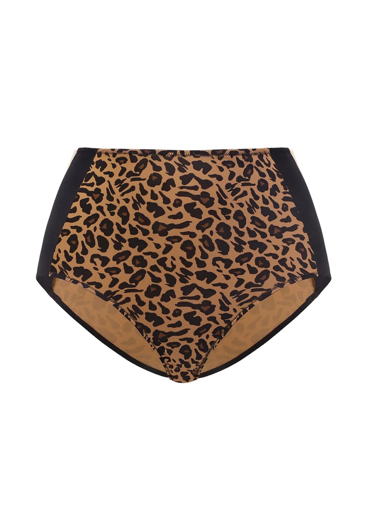 Studio view of the Black Leopard Print HSIA CoolComfort tummy control brief, featuring a chic pattern combined with light shaping support for everyday wear.