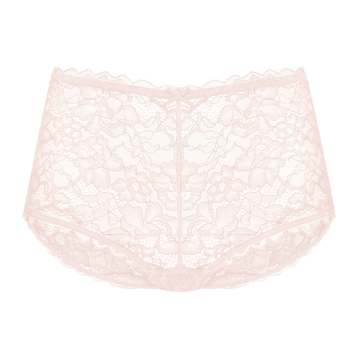 3D render of the HSIA dusty peach lace high waist panties, showcasing the sophisticated layered lace and hygienic pure cotton crotch.