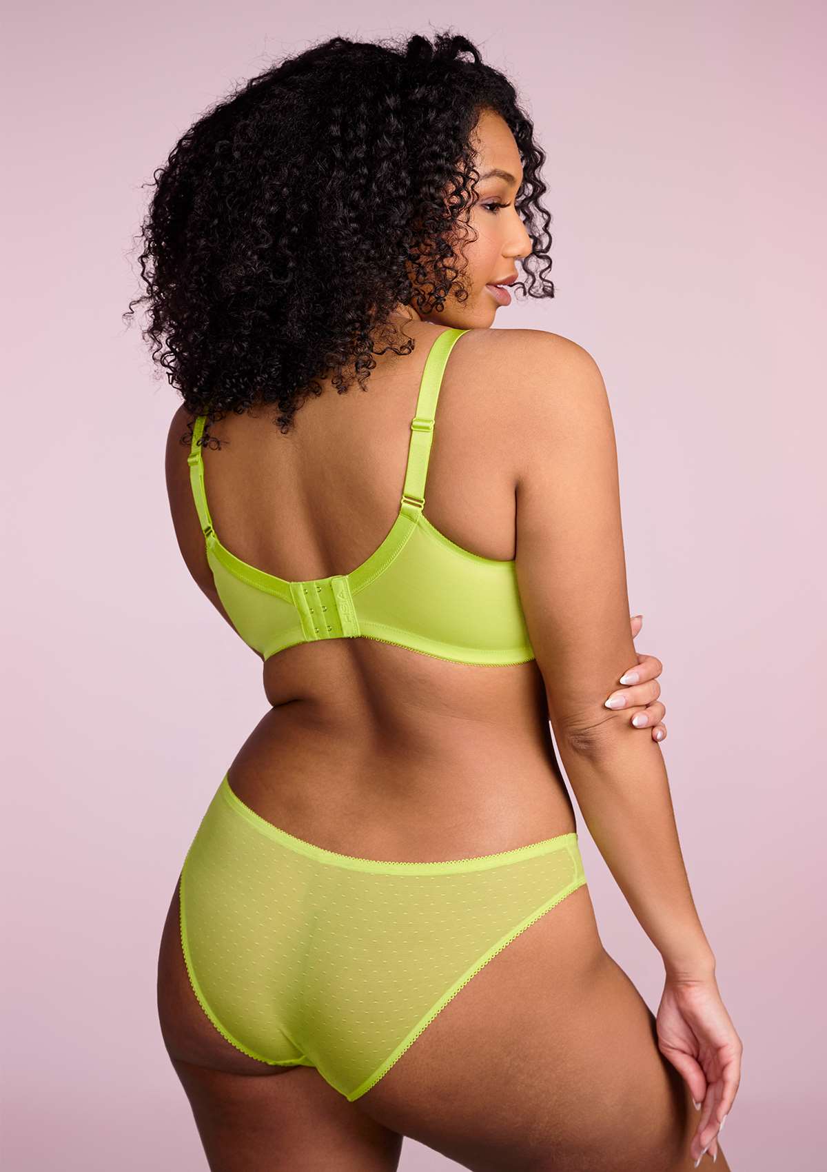 (Cardi B recommends)Enchante Unlined Lime Green Lace Underwire Bra Set - HSIA