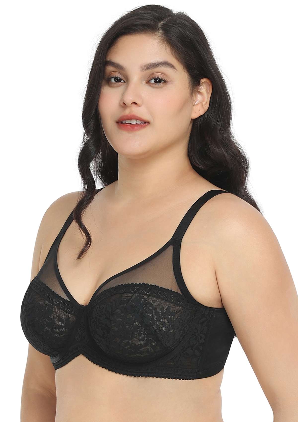 Gladioli Black Lace Unlined Underwire Bra Set - HSIA